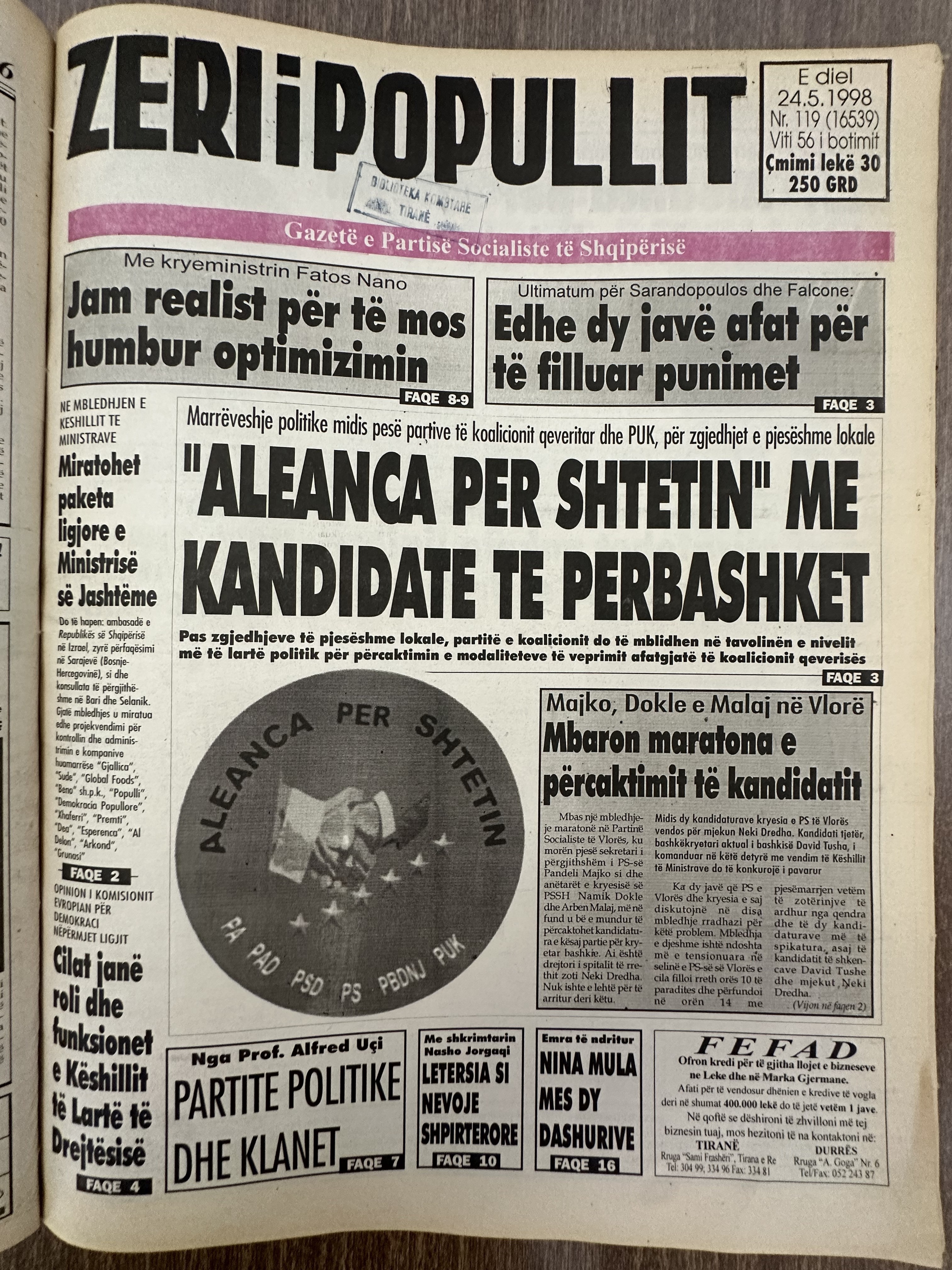 Zëri i Popullit 1998-05-24