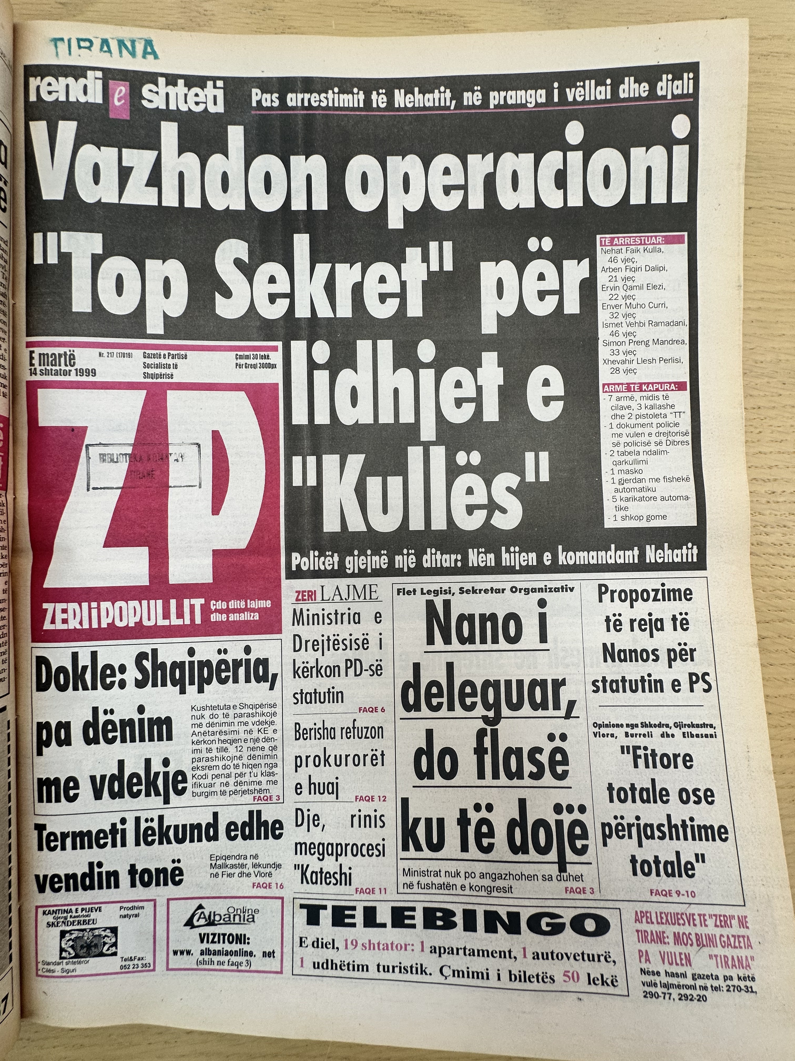 Zëri i Popullit 1999-09-14