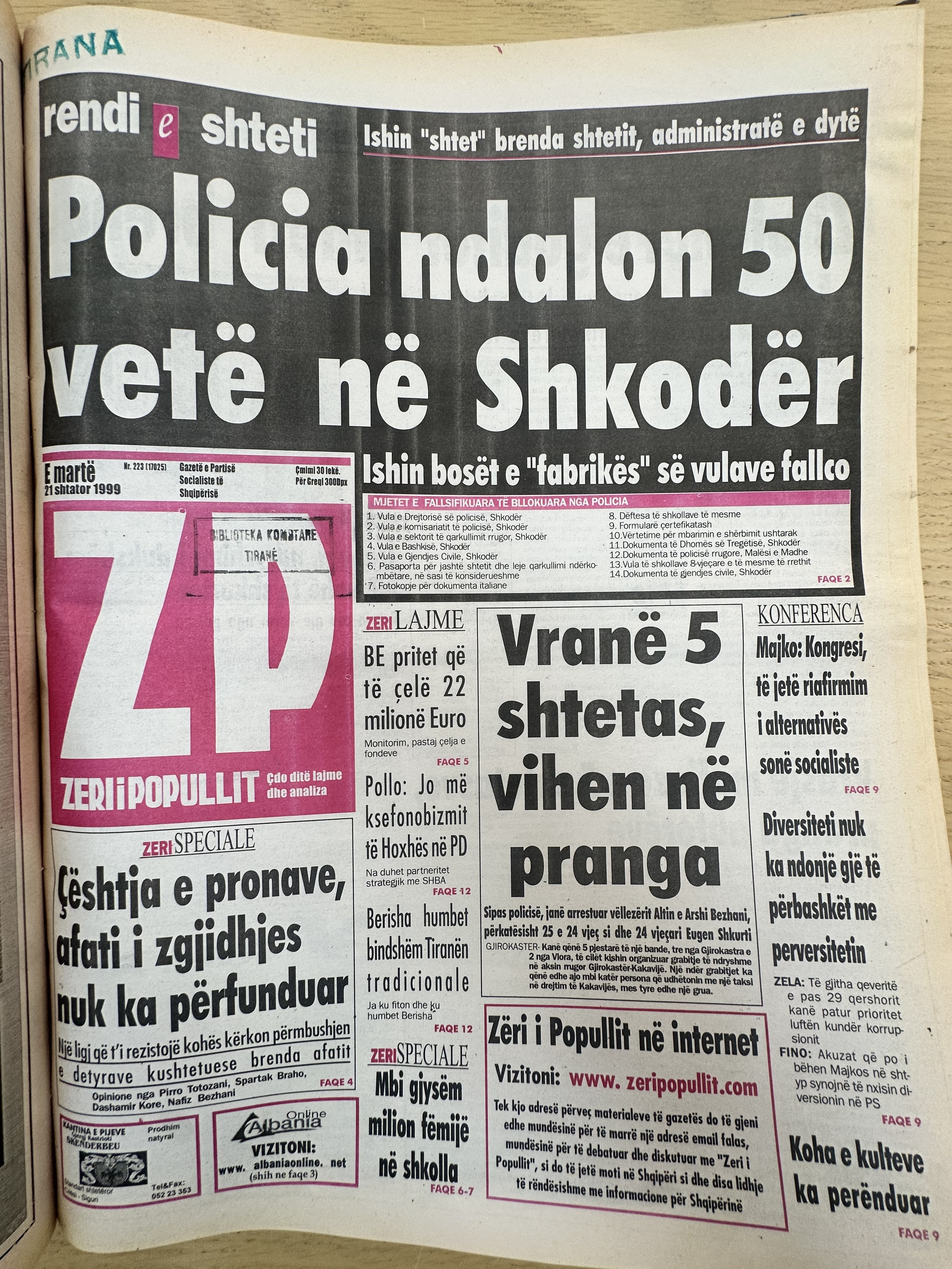 Zëri i Popullit 1999-09-21