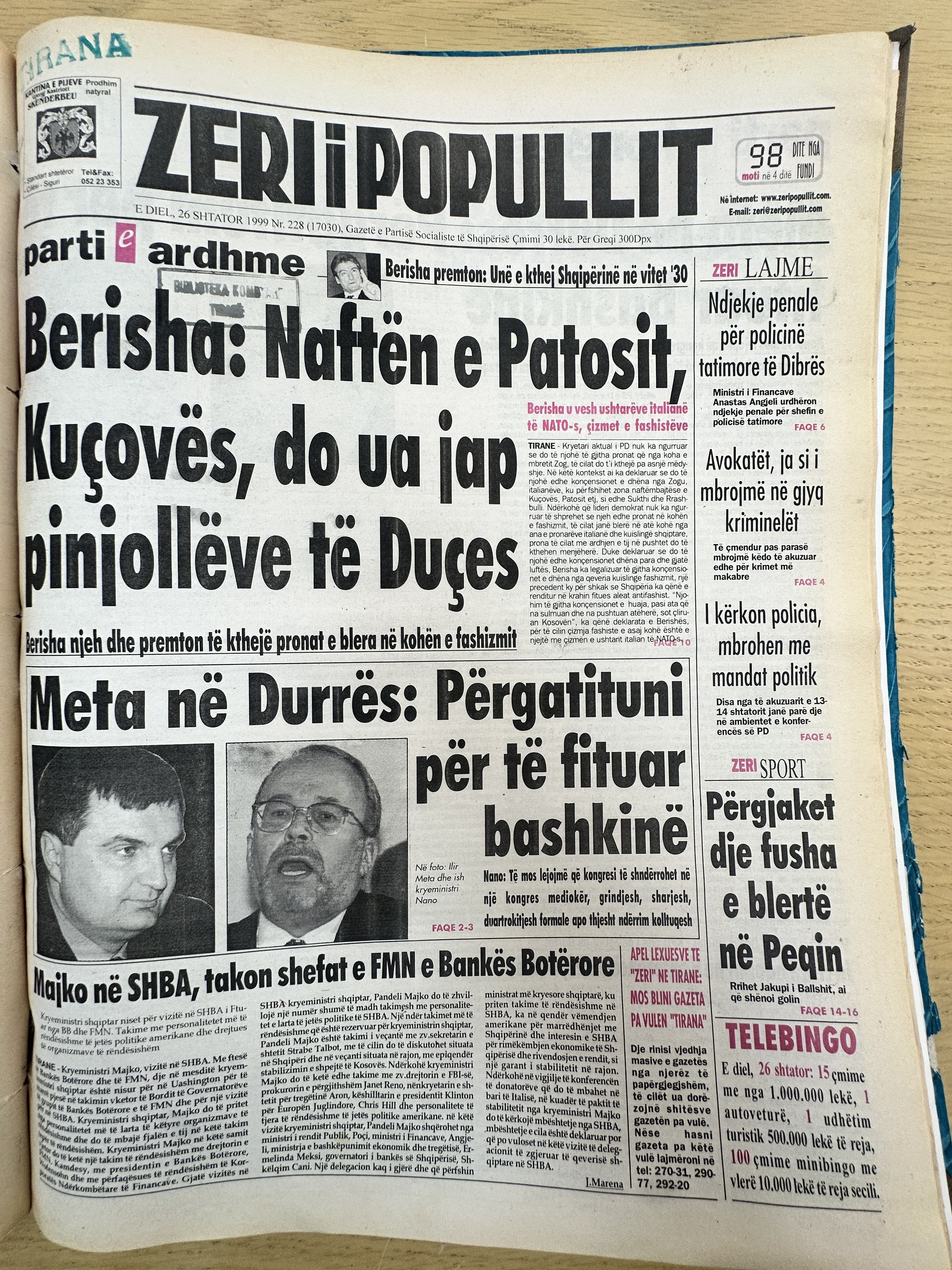Zëri i Popullit 1999-09-26