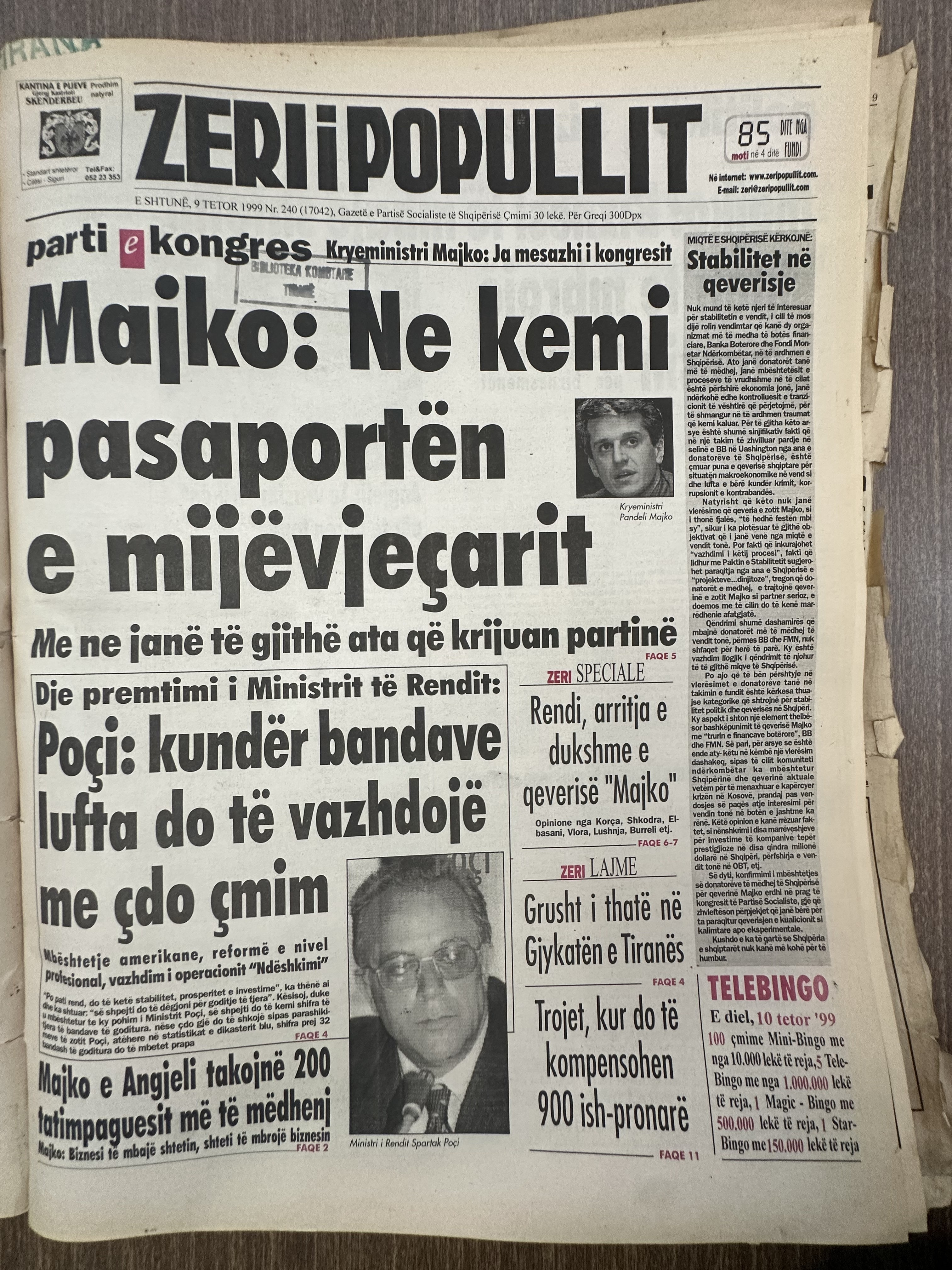 Zëri i Popullit 1999-10-09