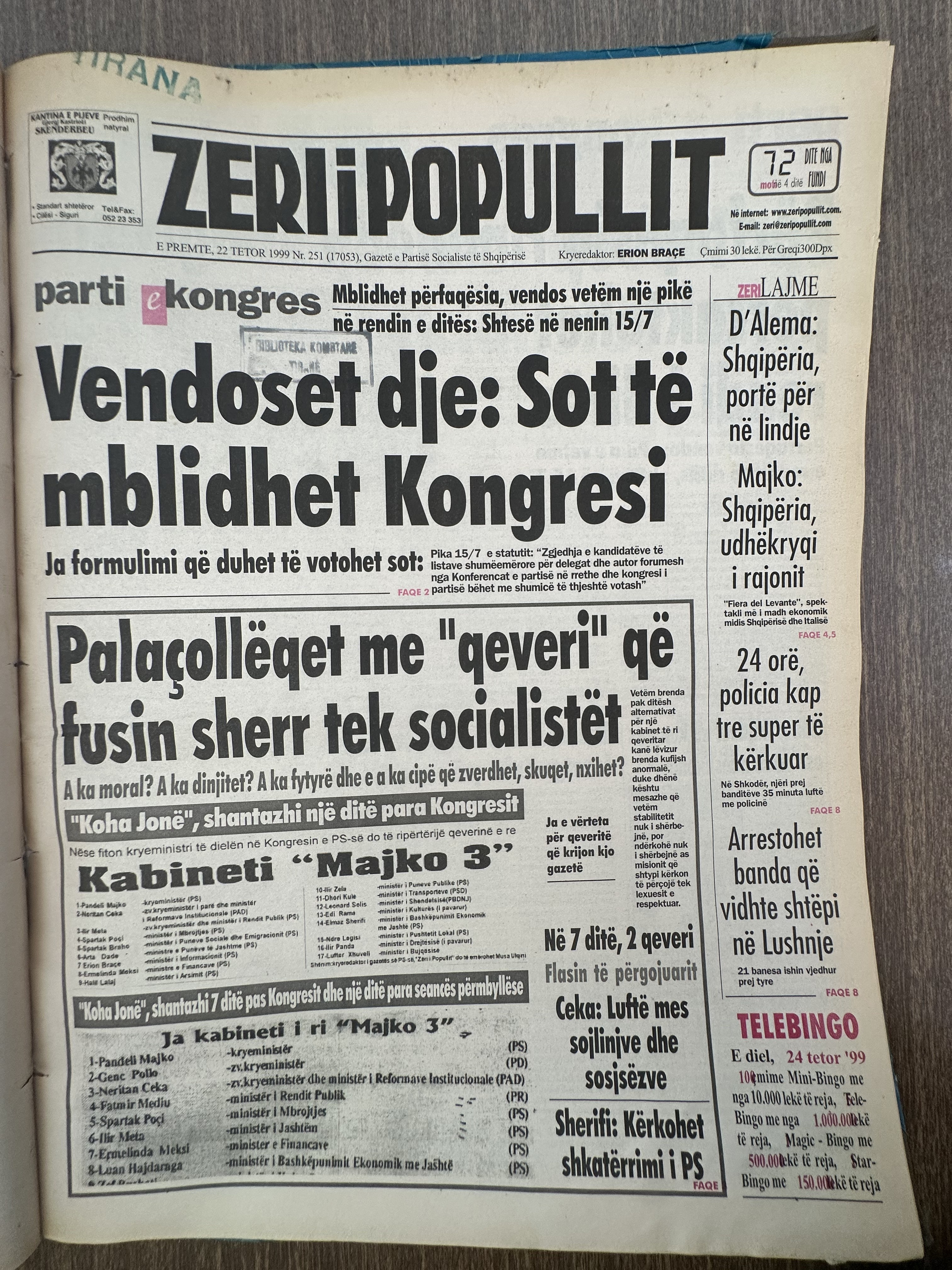 Zëri i Popullit 1999-10-22