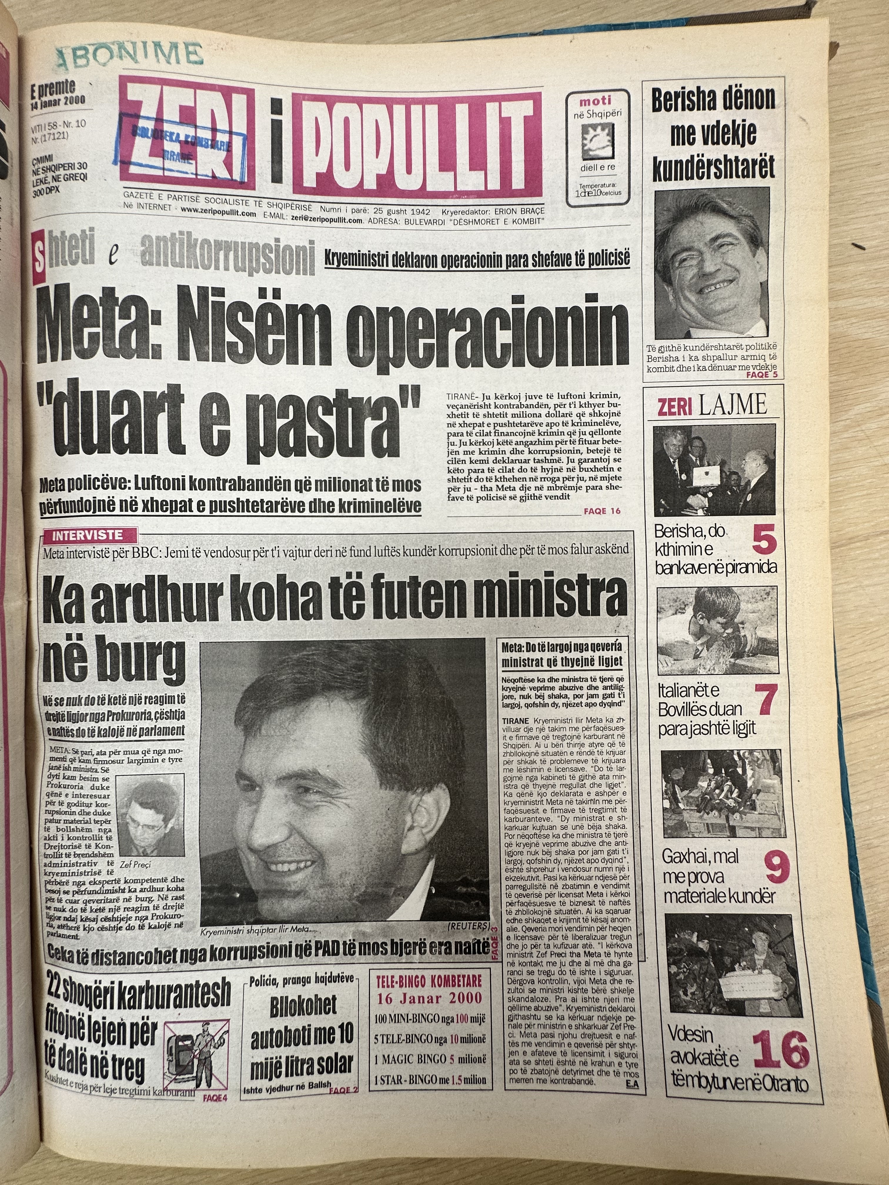 Zëri i Popullit 2000-01-14