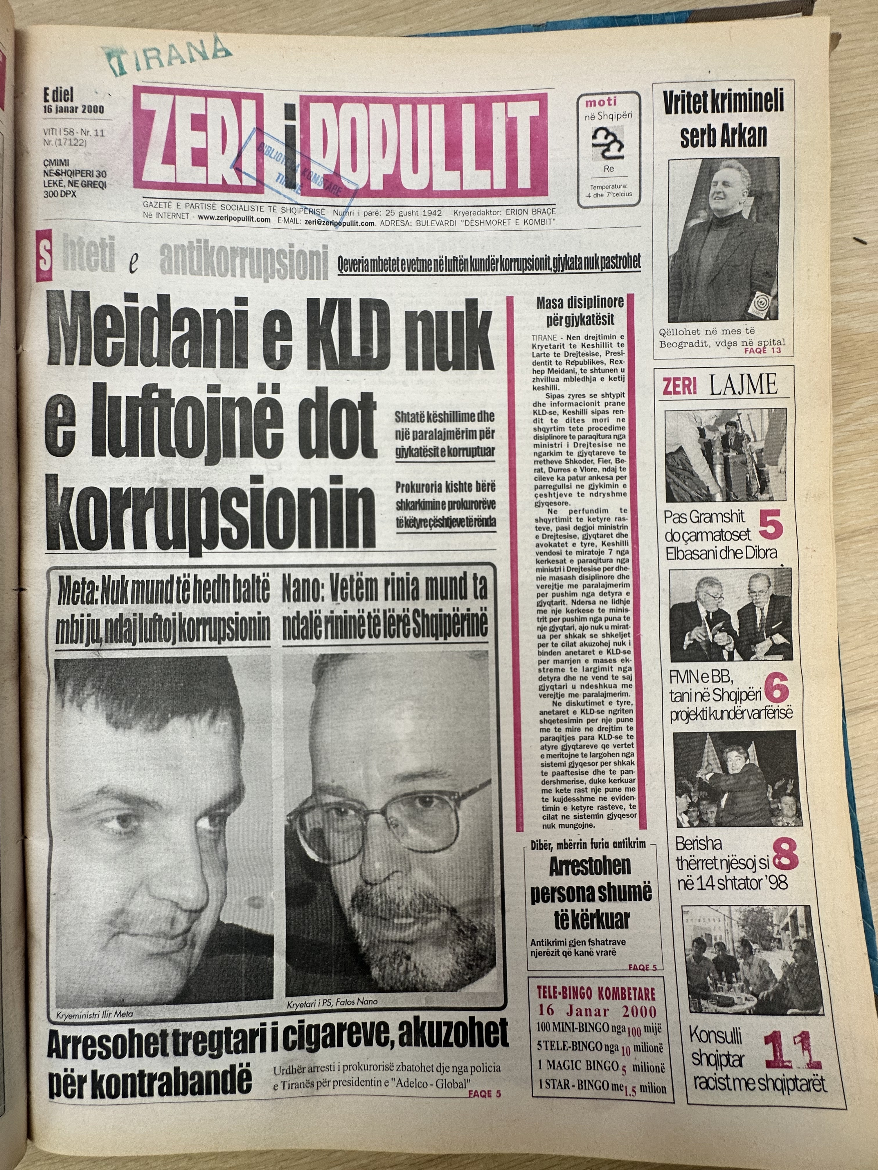 Zëri i Popullit 2000-01-16