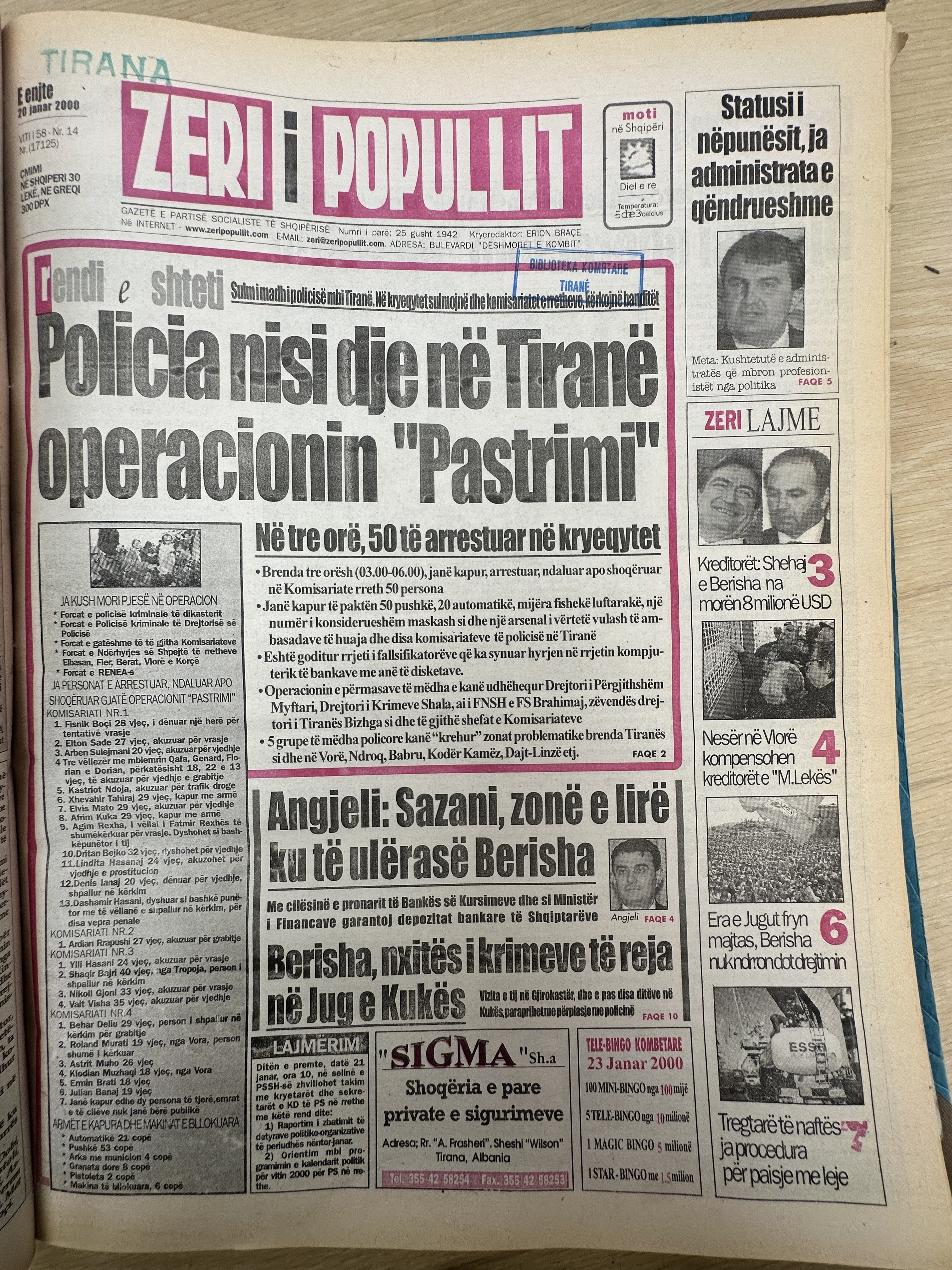 Zëri i Popullit 2000-01-20