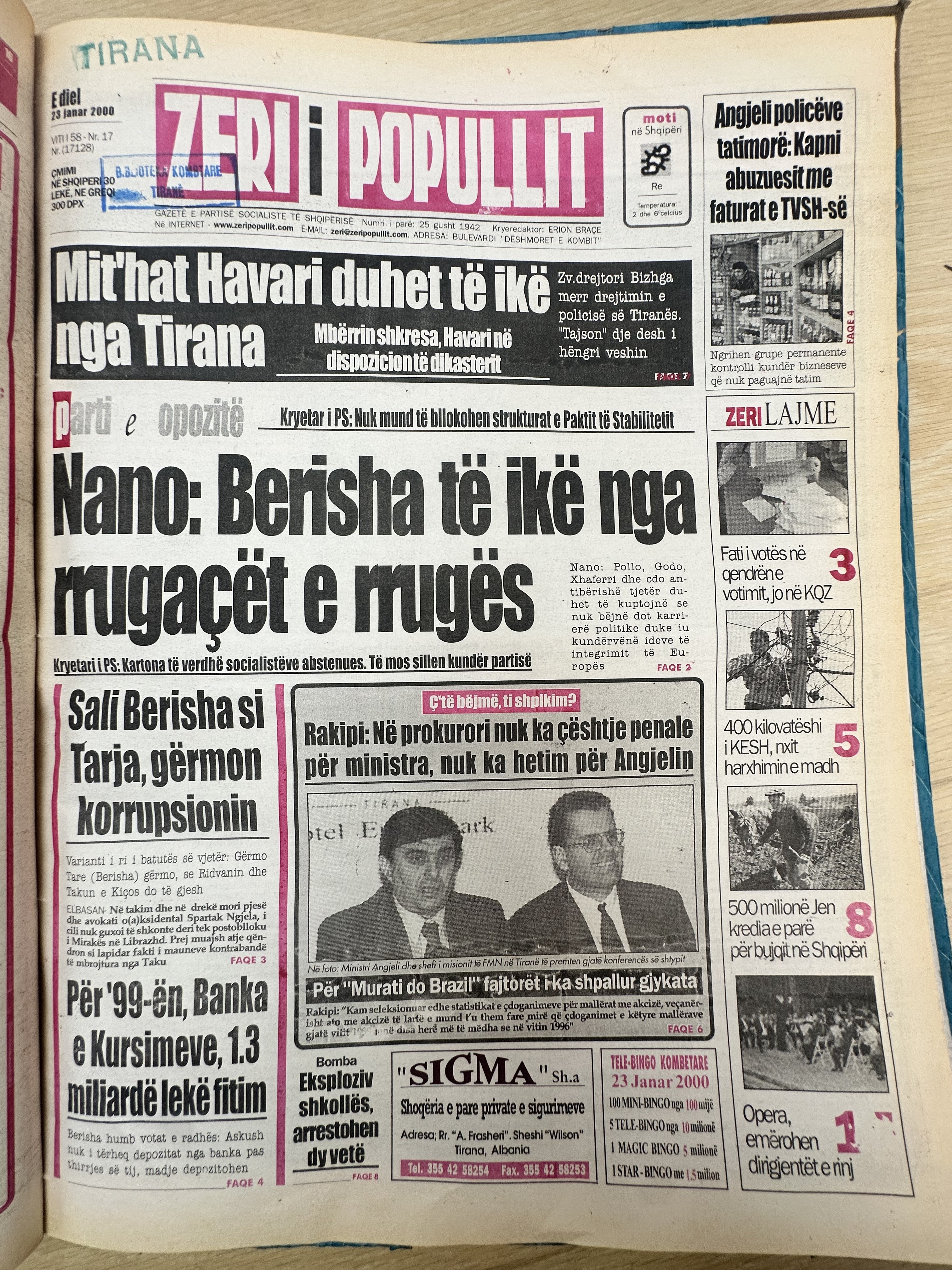 Zëri i Popullit 2000-01-23