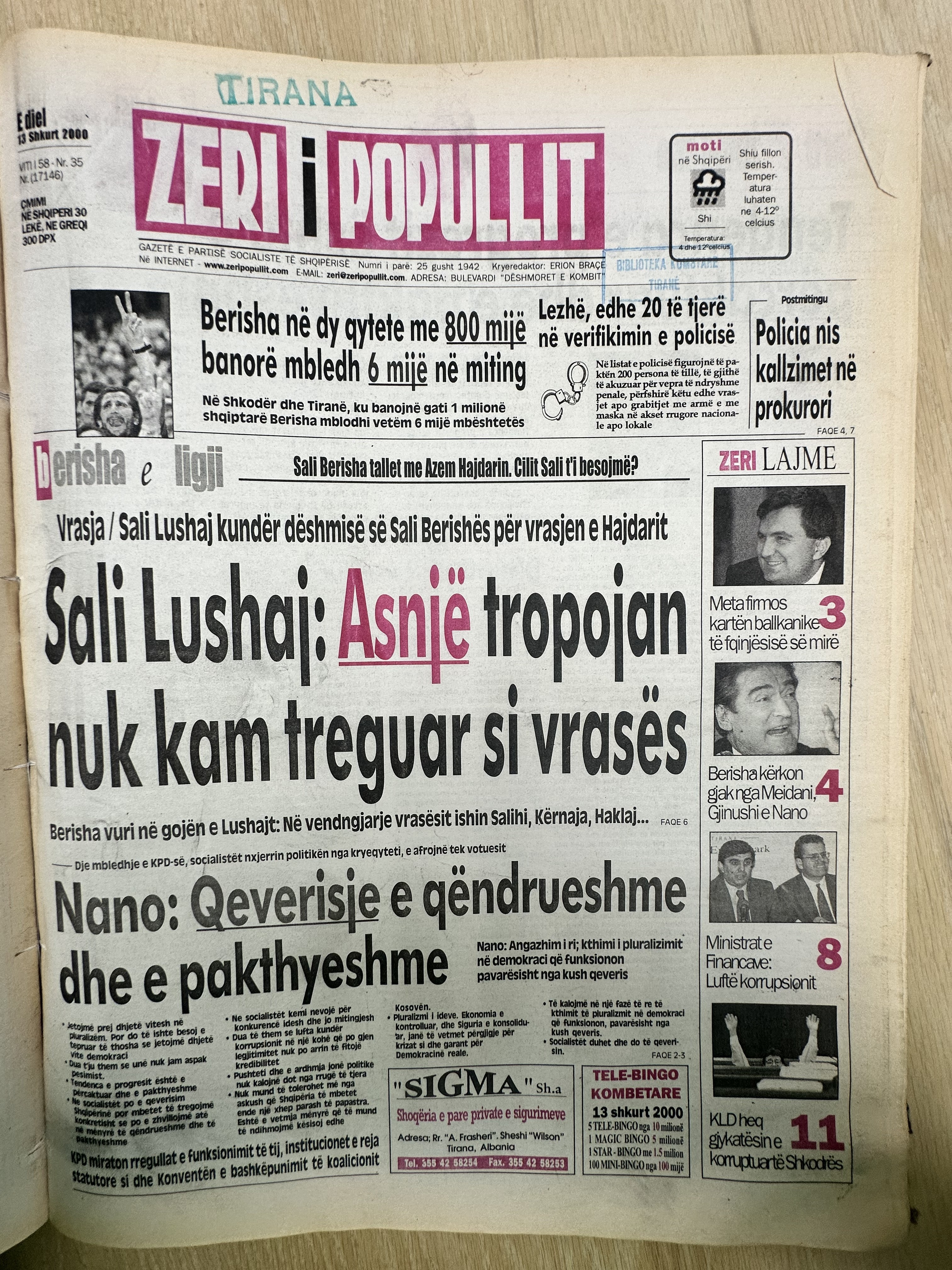 Zëri i Popullit 2000-02-13