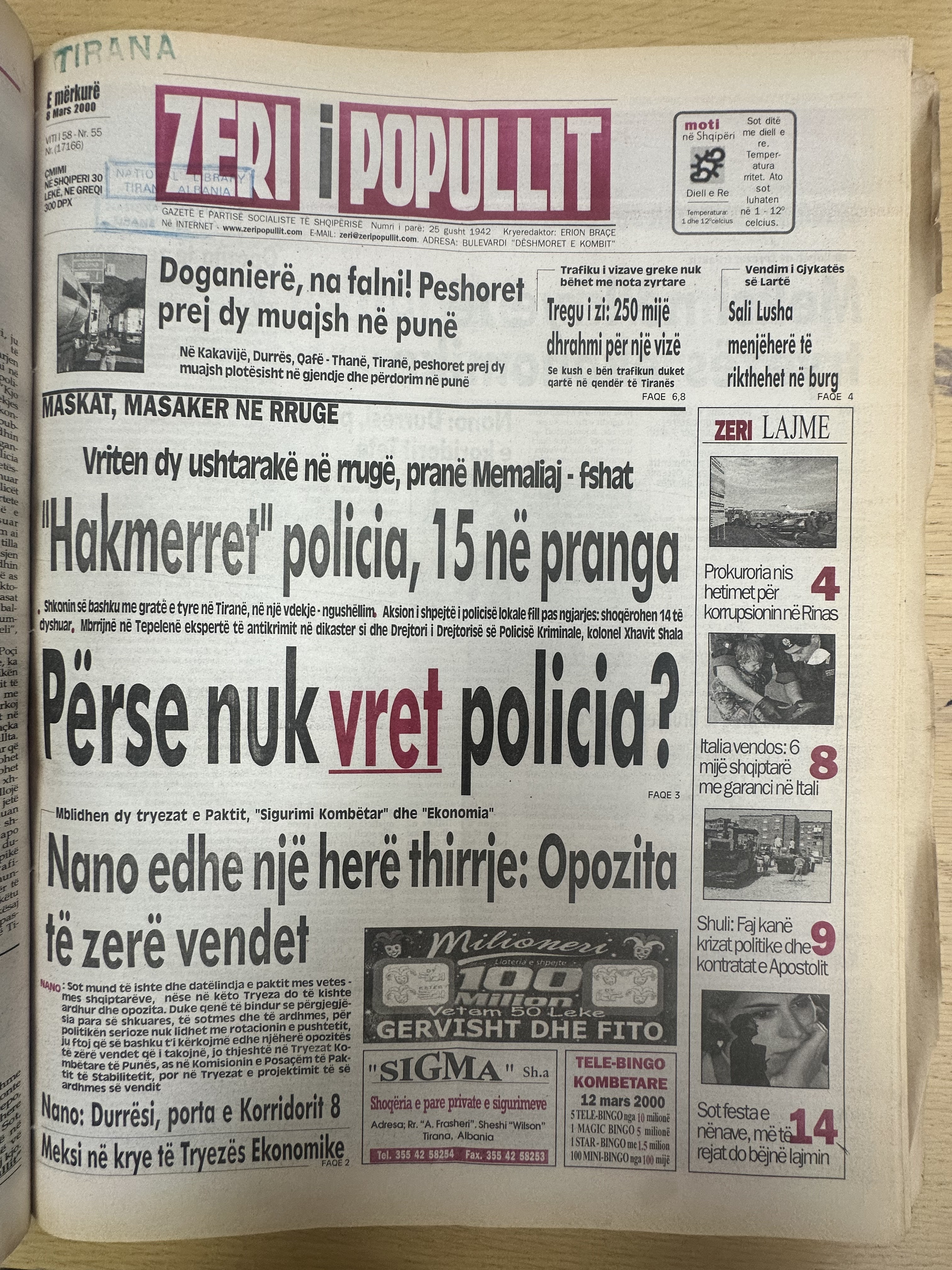 Zëri i Popullit 2000-03-08