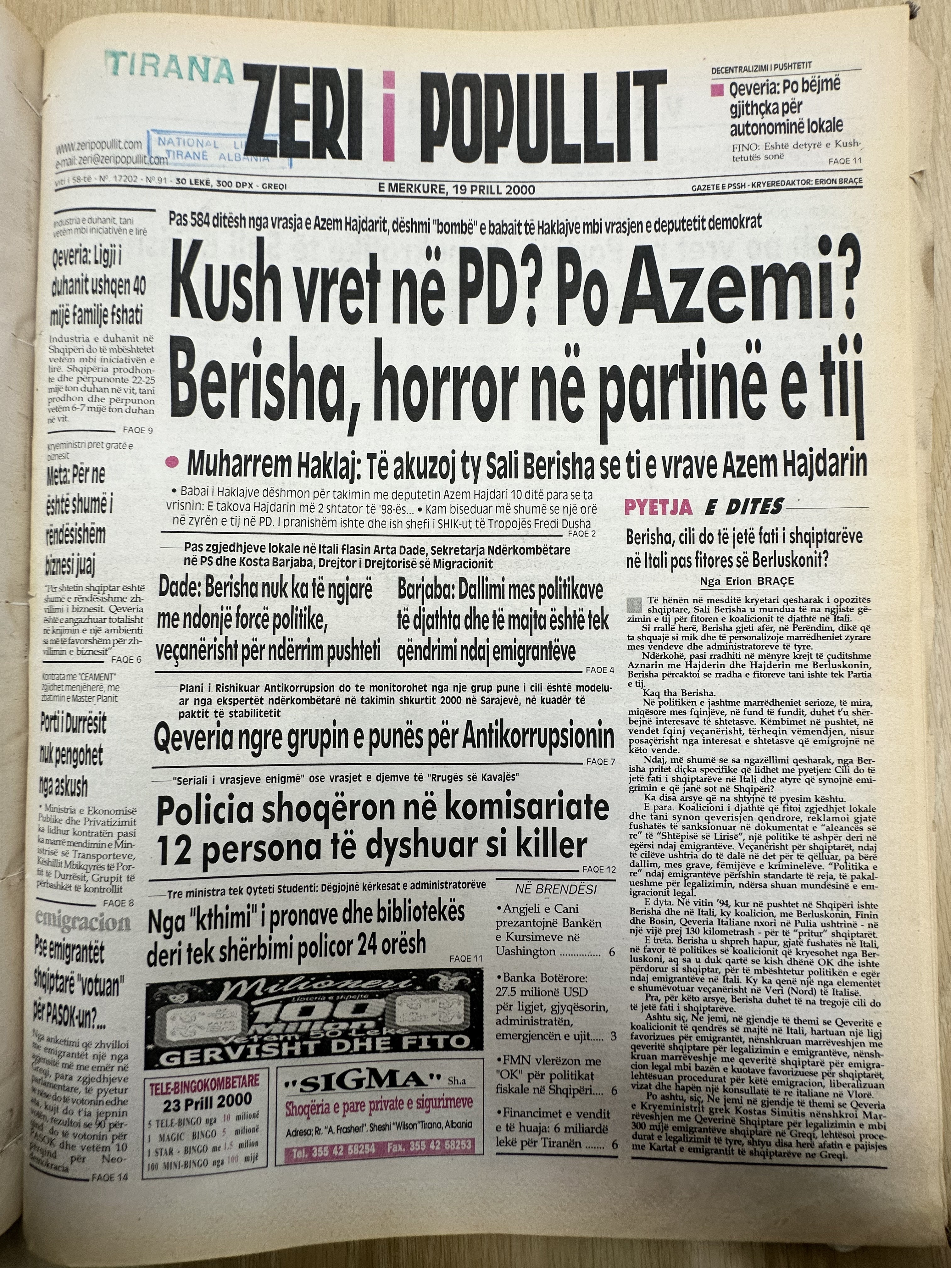 Zëri i Popullit 2000-04-19
