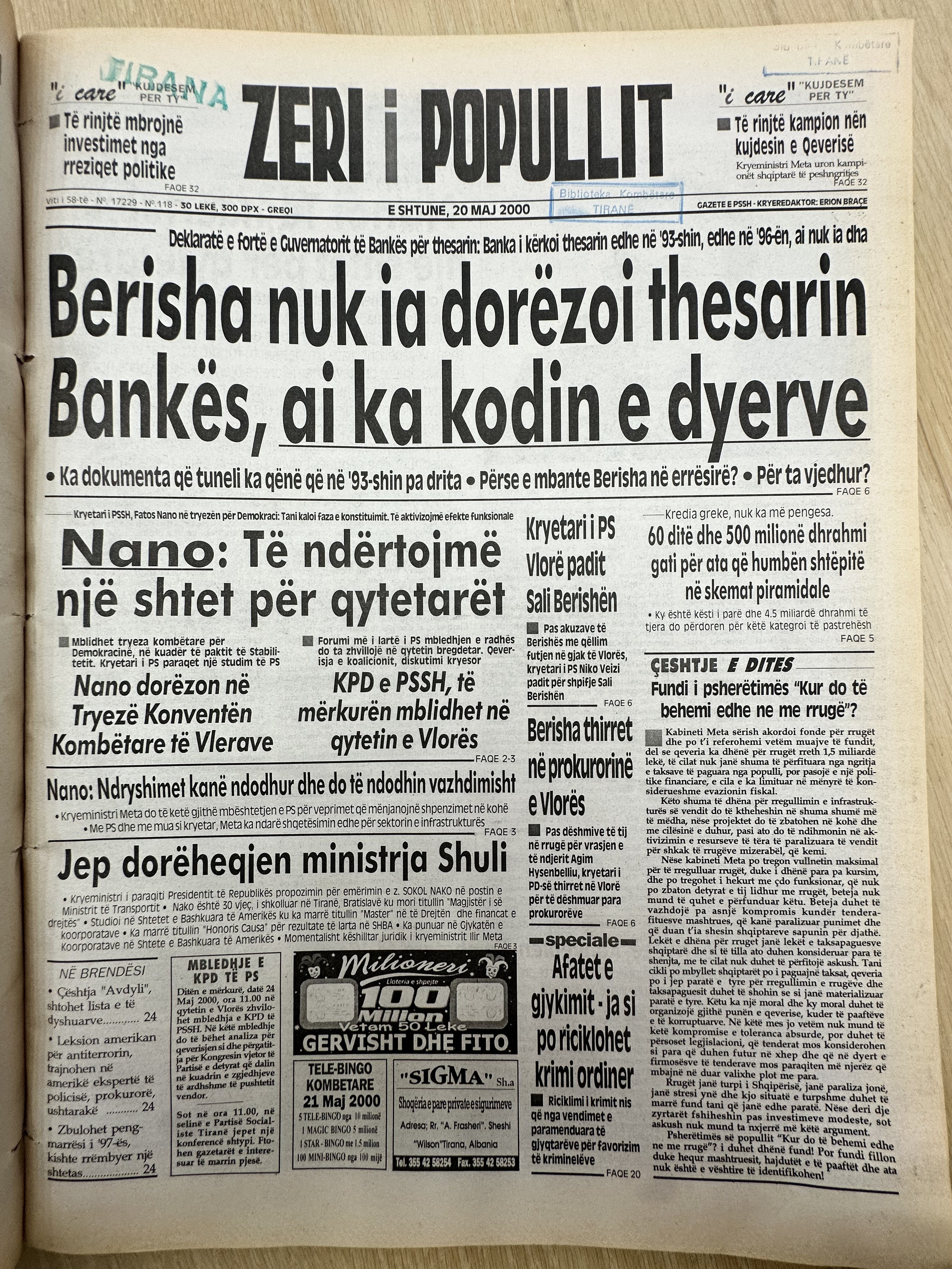 Zëri i Popullit 2000-05-20
