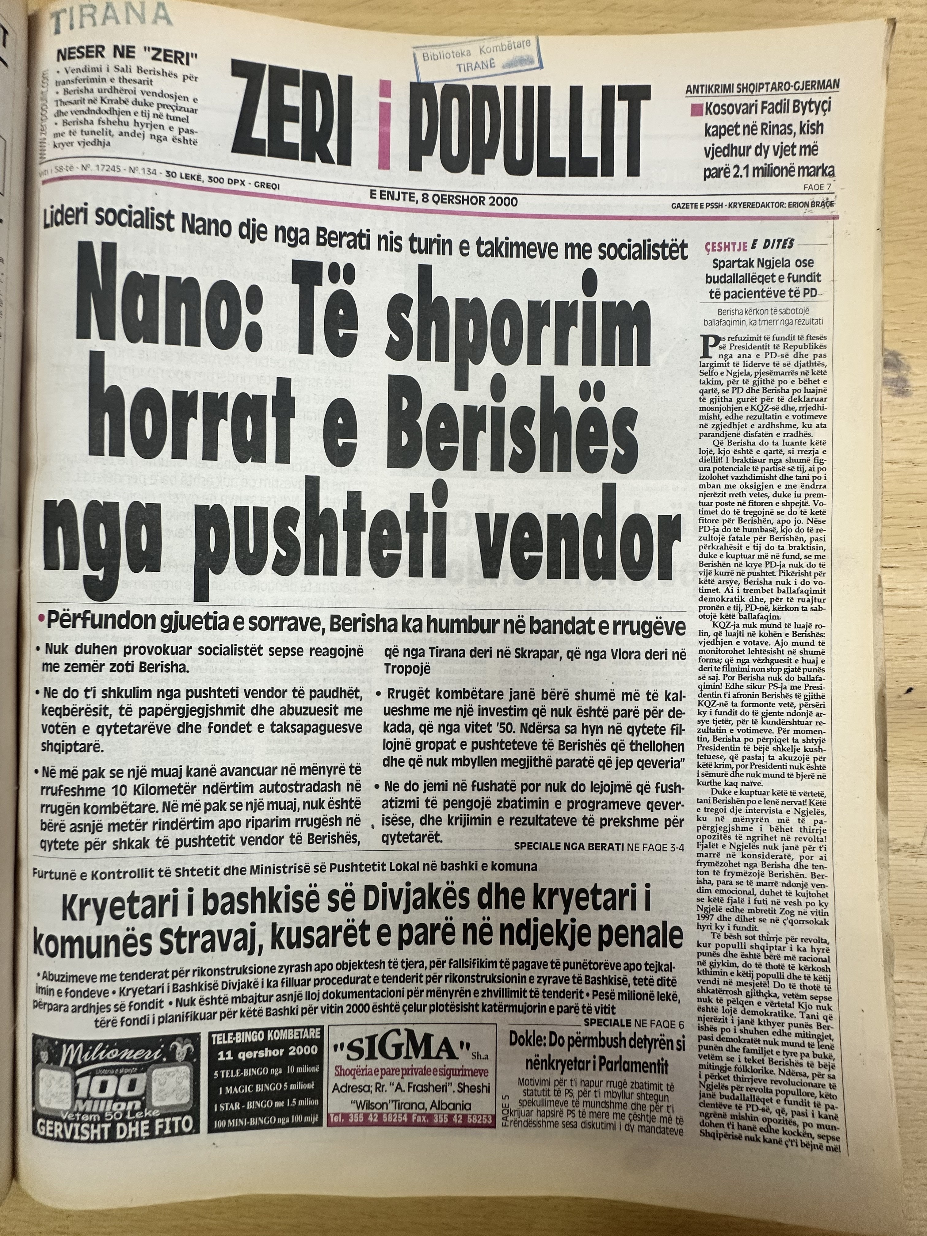 Zëri i Popullit 2000-06-08
