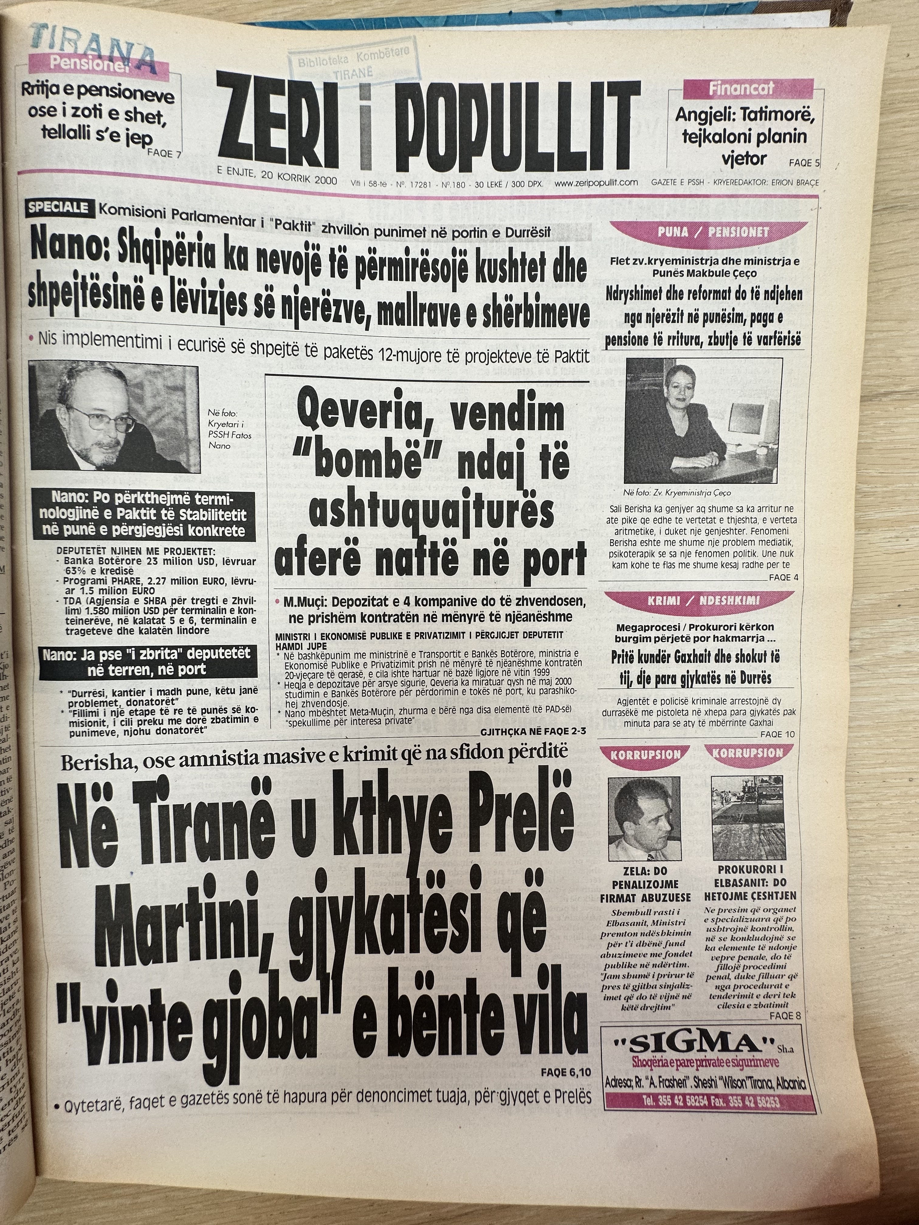 Zëri i Popullit 2000-07-20