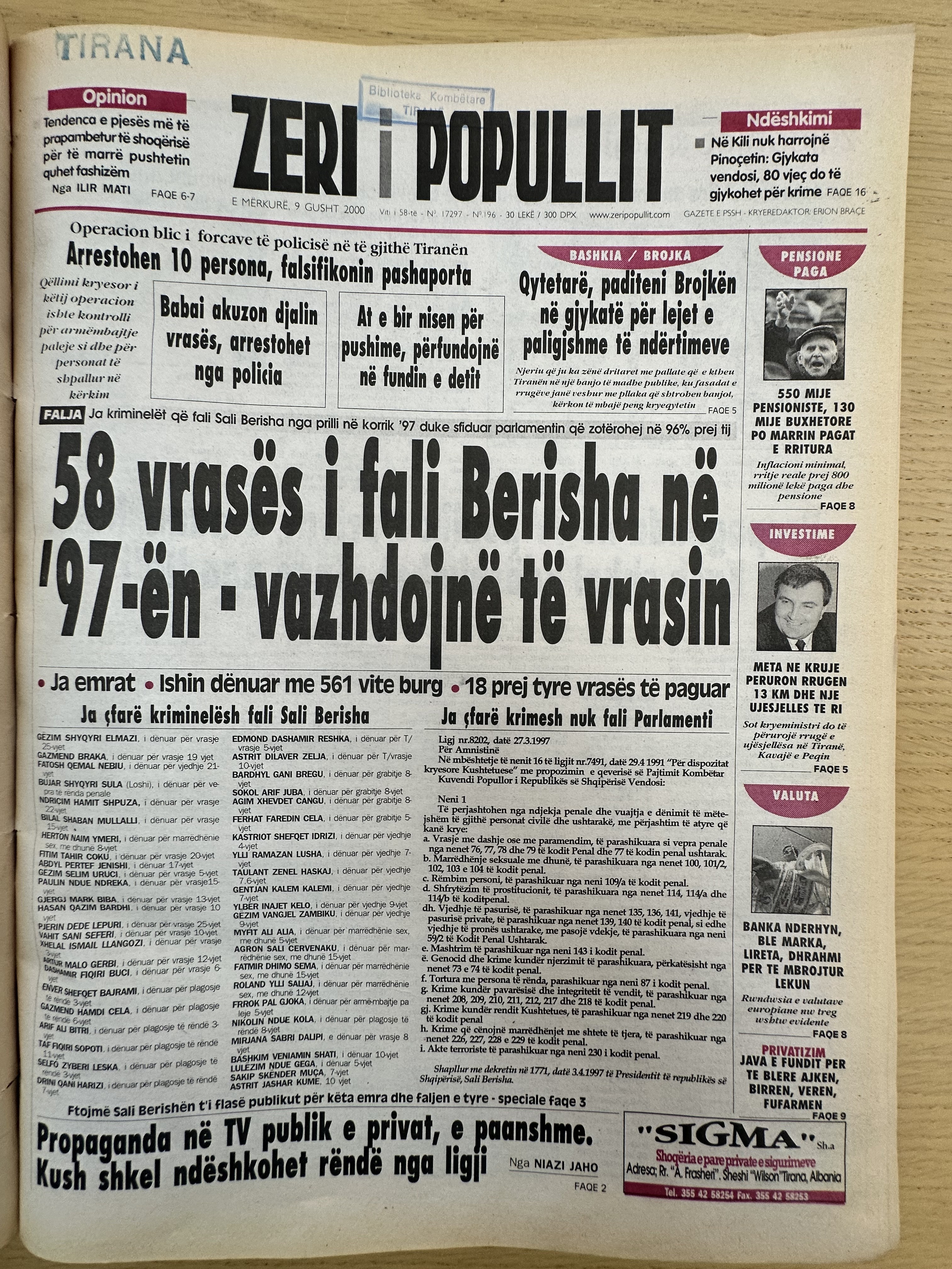 Zëri i Popullit 2000-08-09