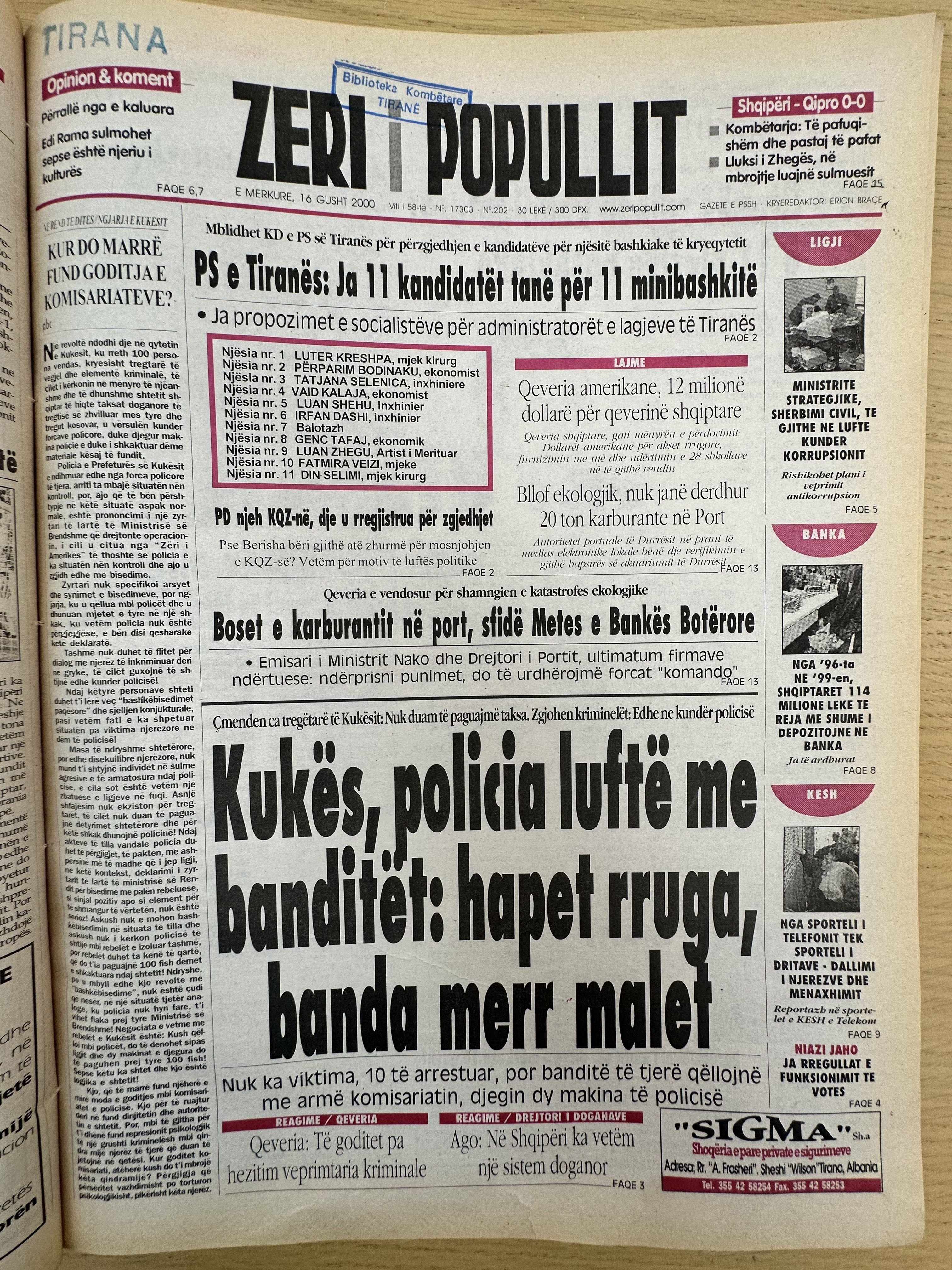 Zëri i Popullit 2000-08-16