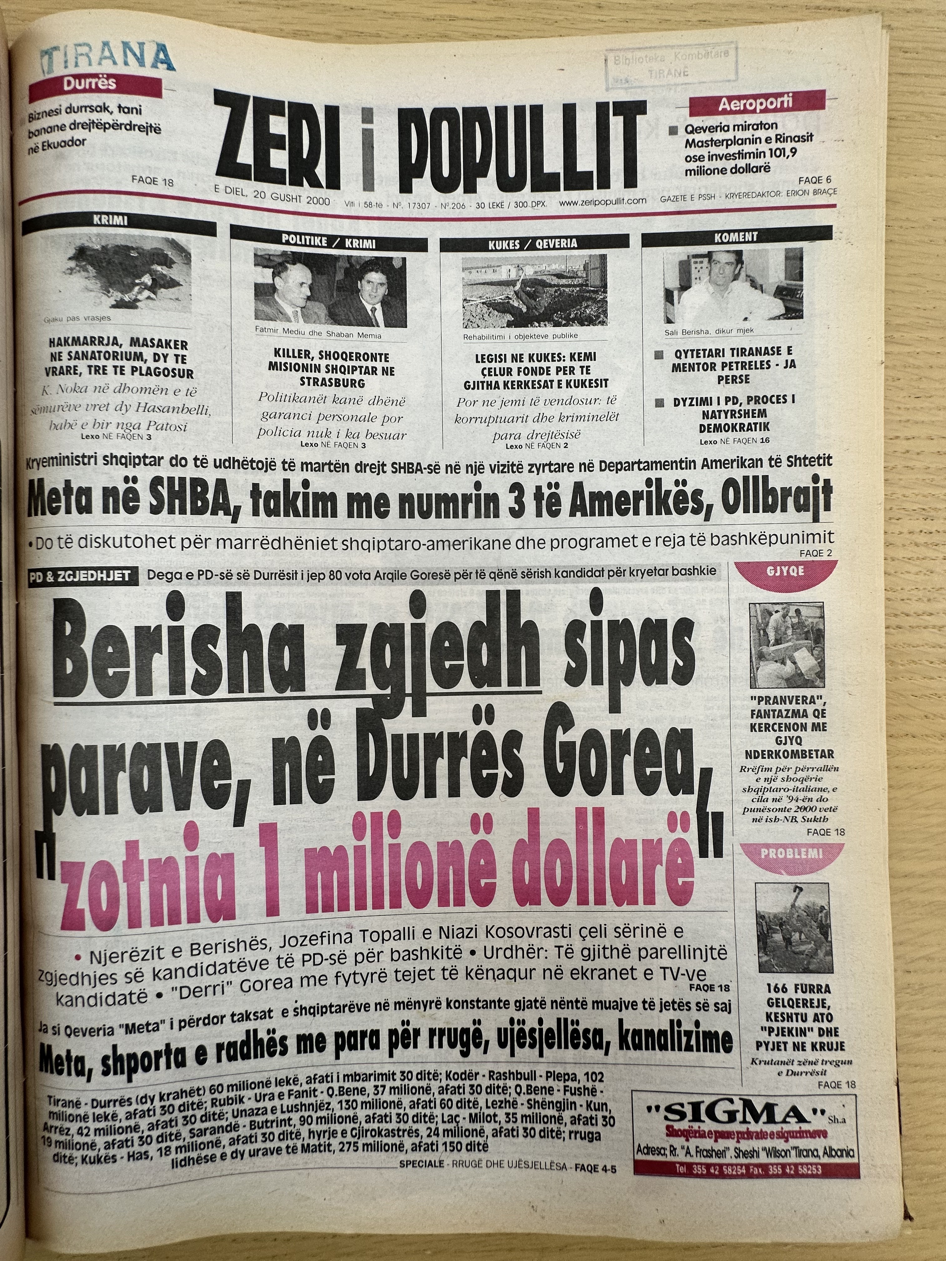 Zëri i Popullit 2000-08-20