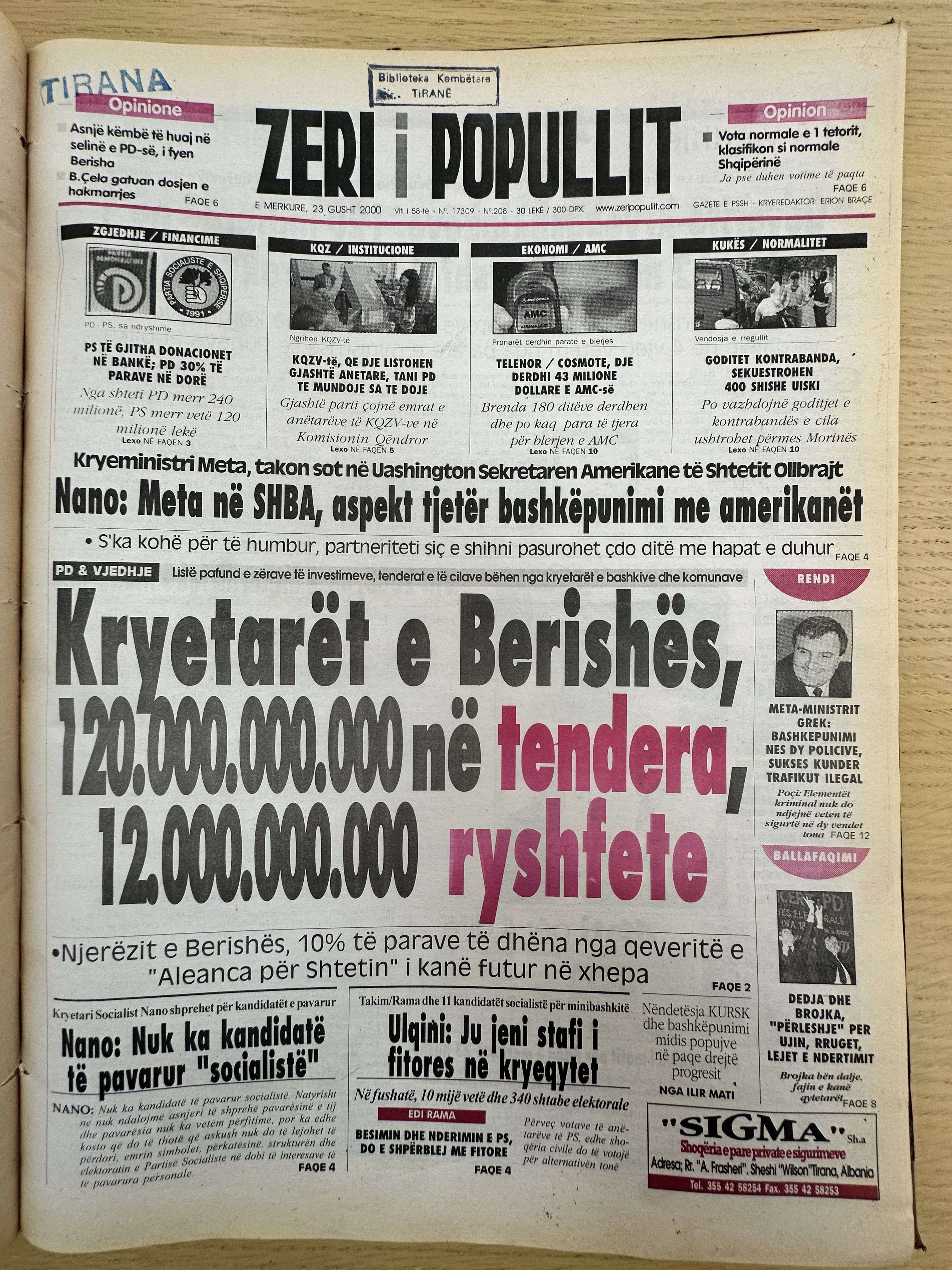 Zëri i Popullit 2000-08-23