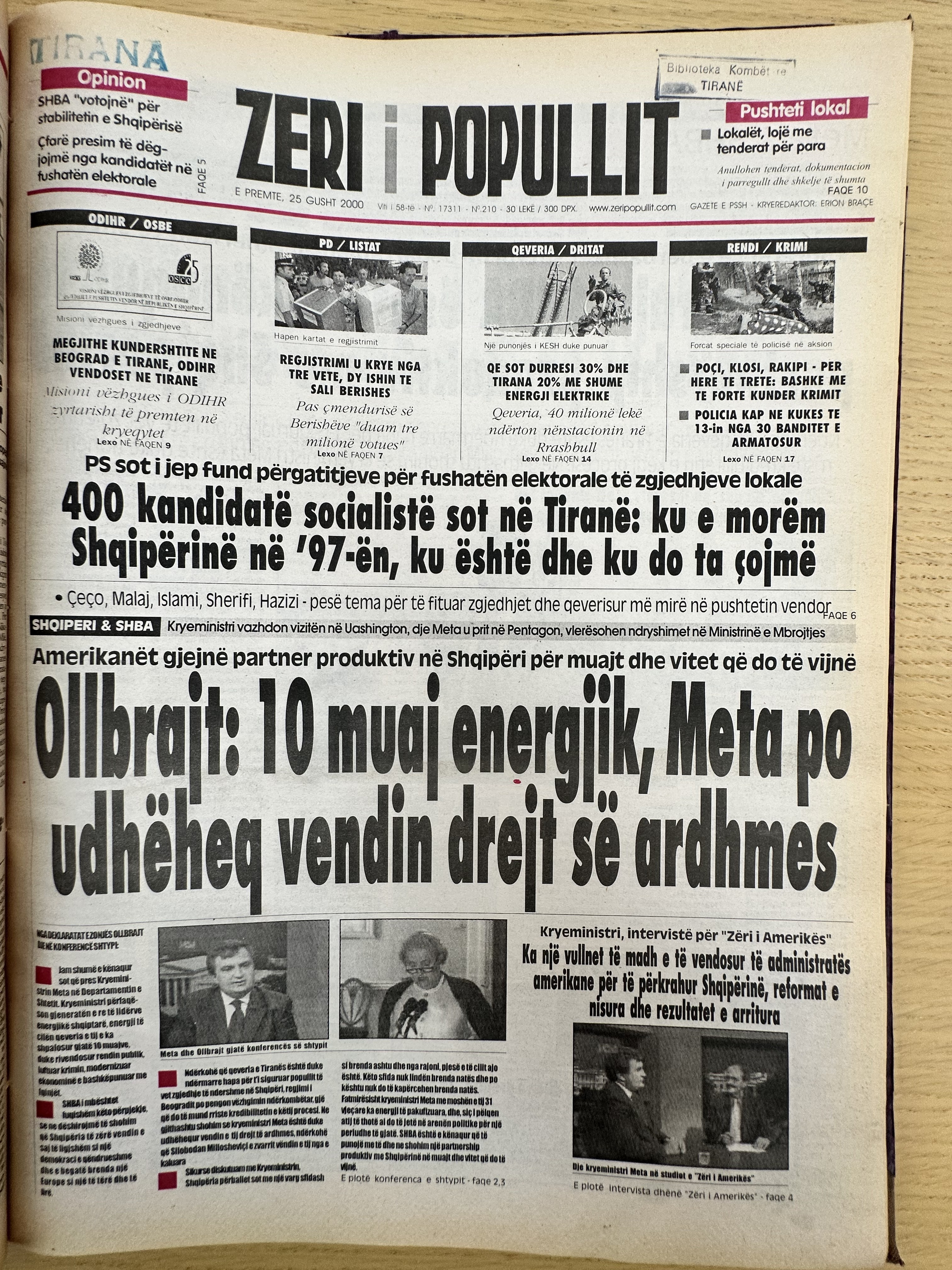 Zëri i Popullit 2000-08-25