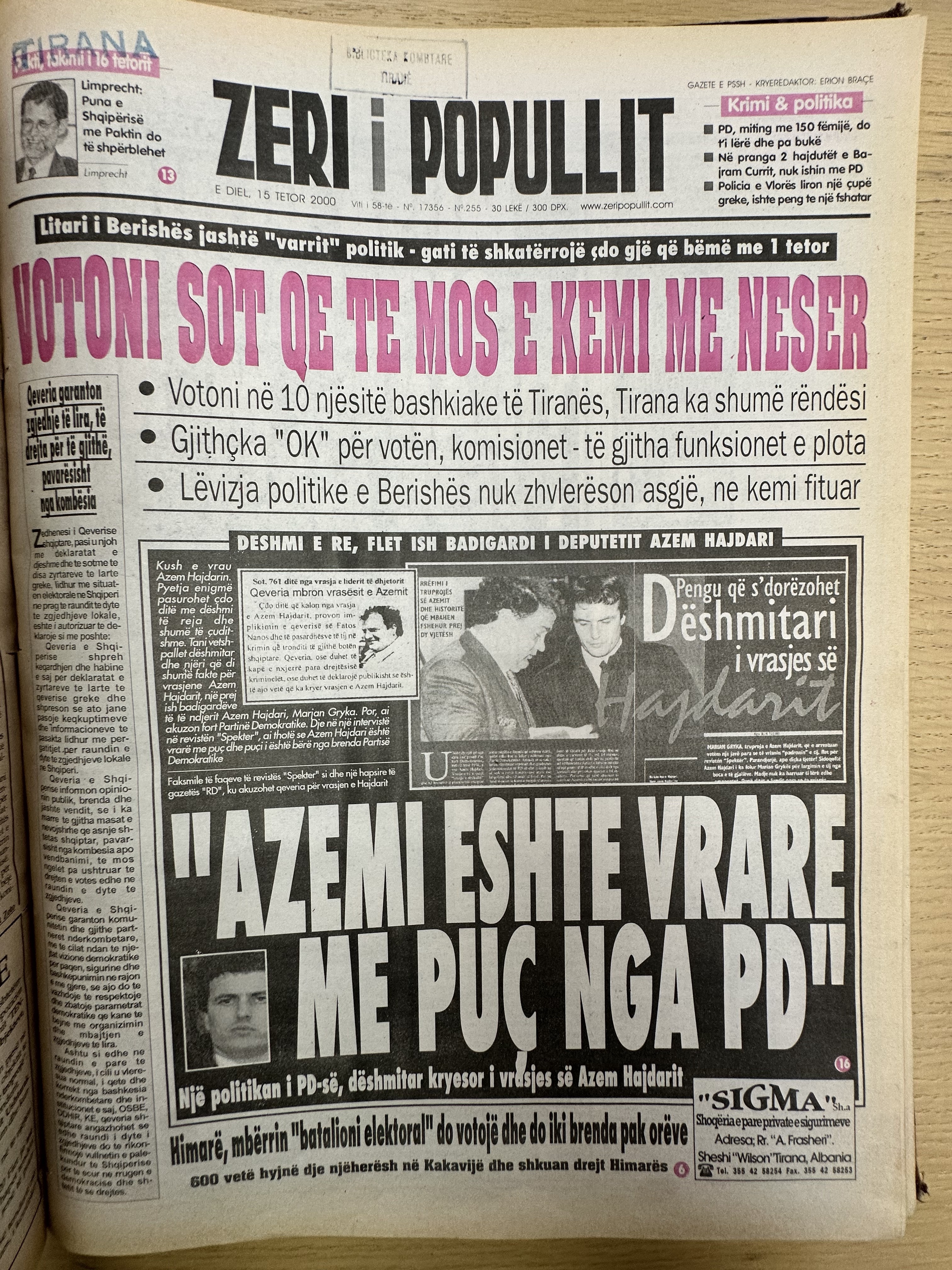 Zëri i Popullit 2000-10-16