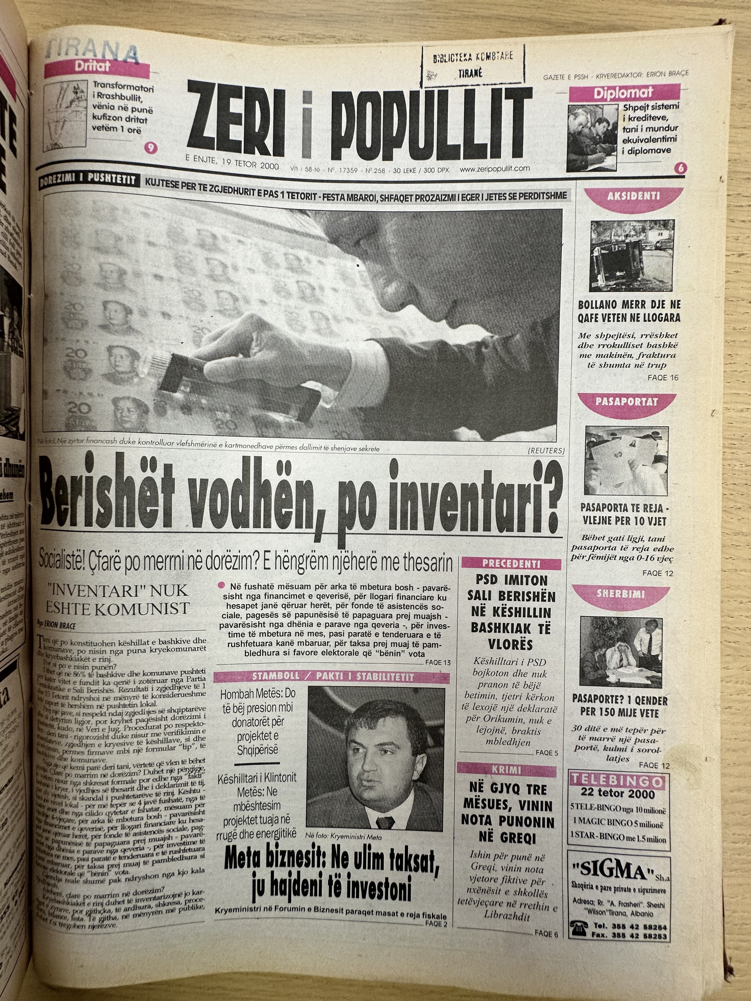 Zëri i Popullit 2000-10-19