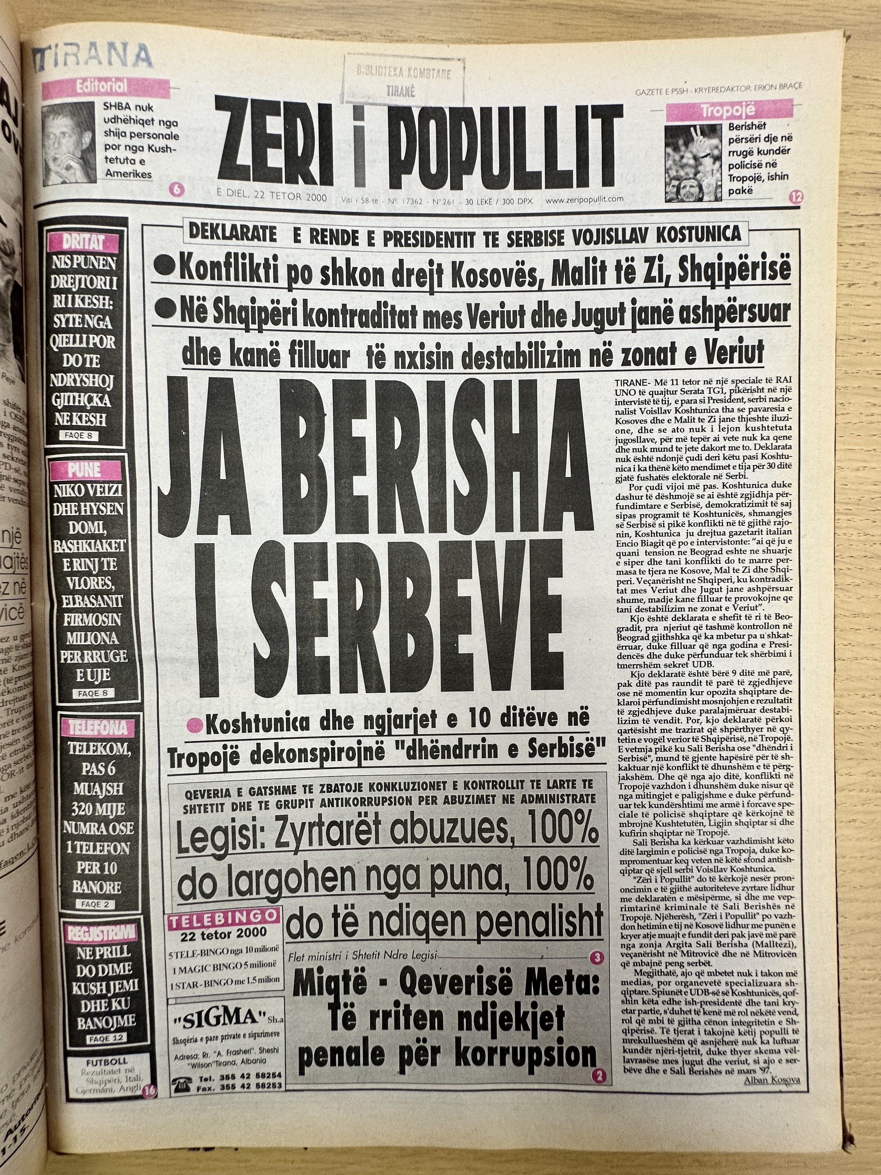 Zëri i Popullit 2000-10-22