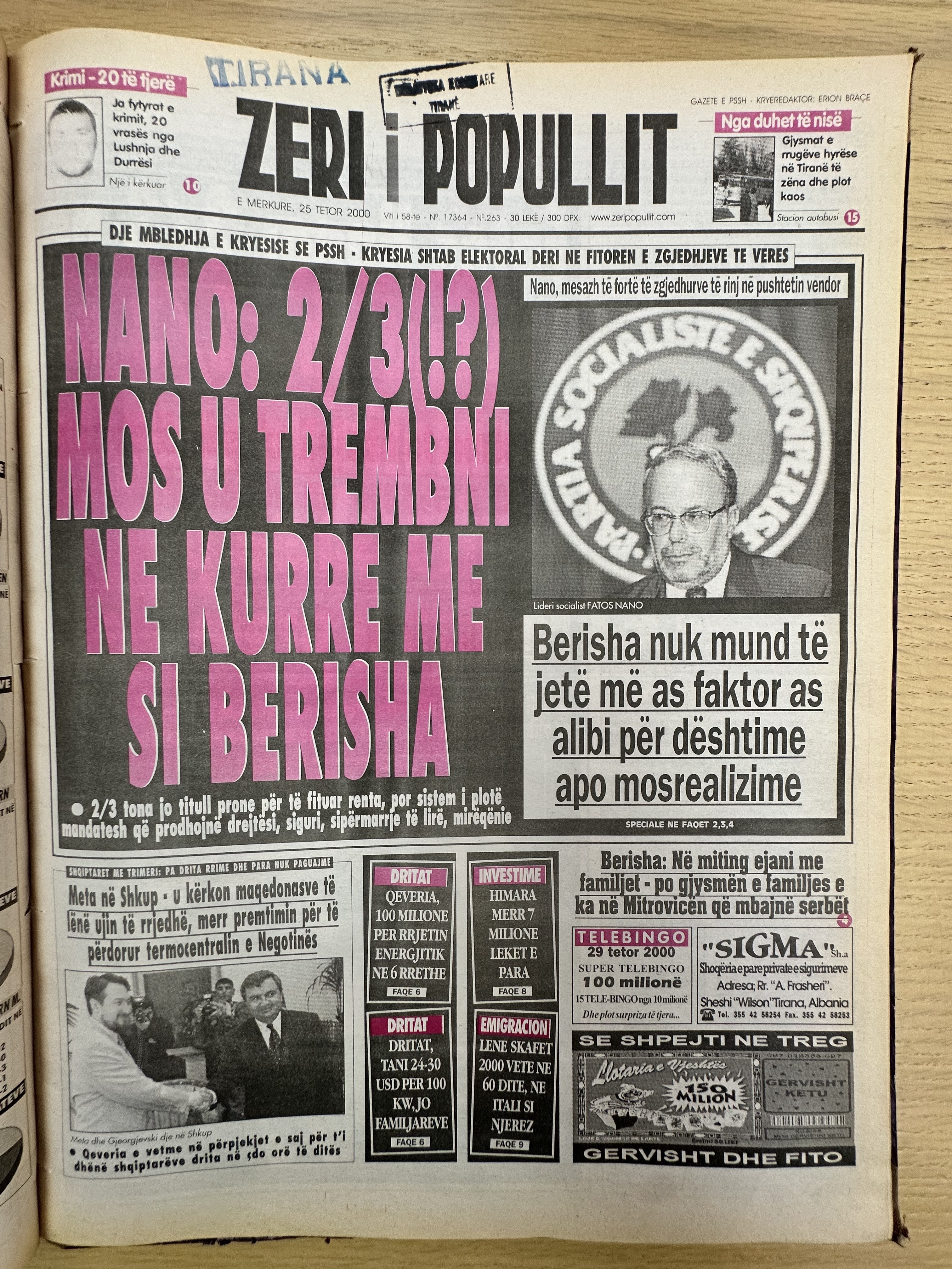 Zëri i Popullit 2000-10-26