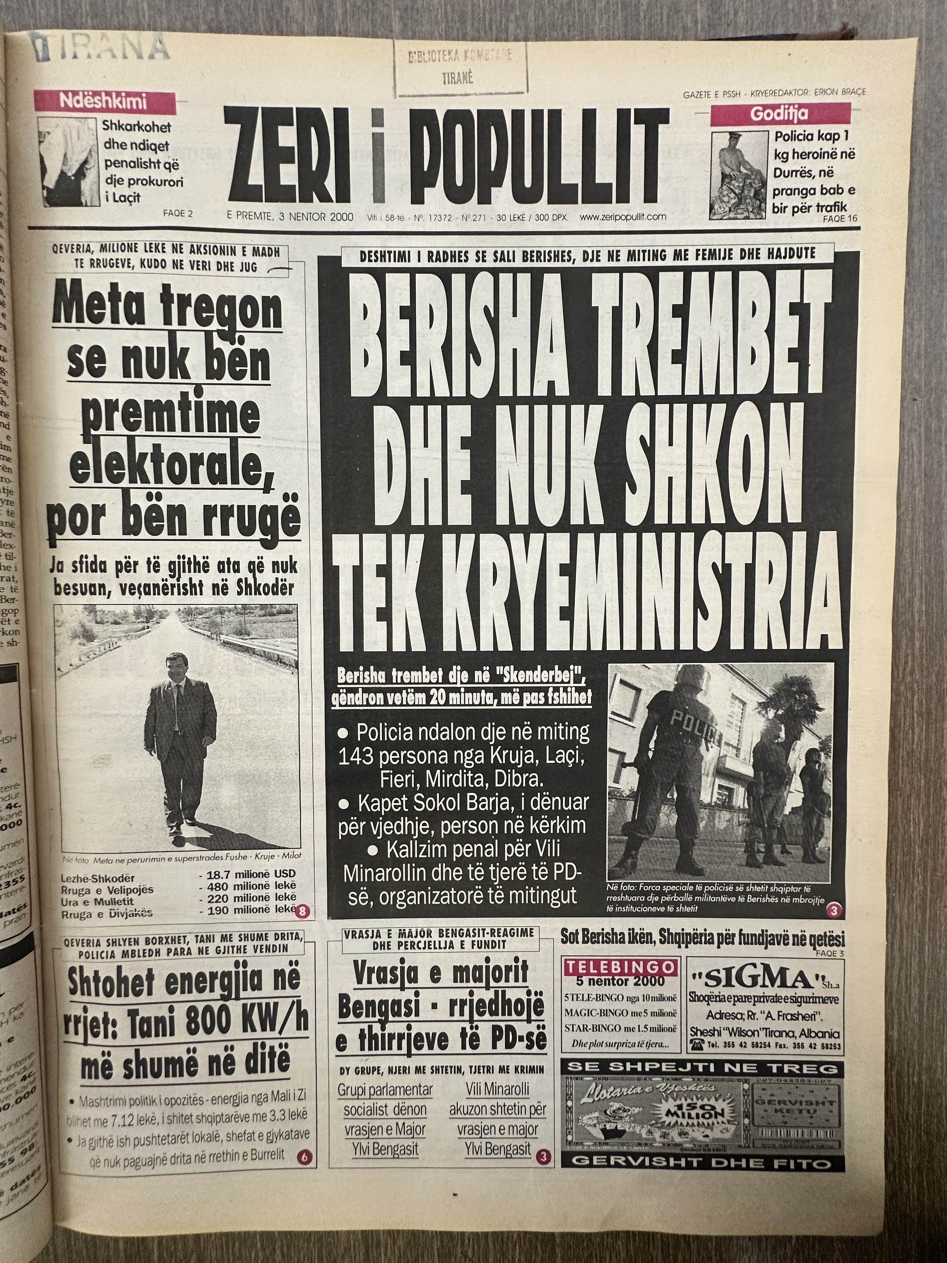 Zëri i Popullit 2000-11-03