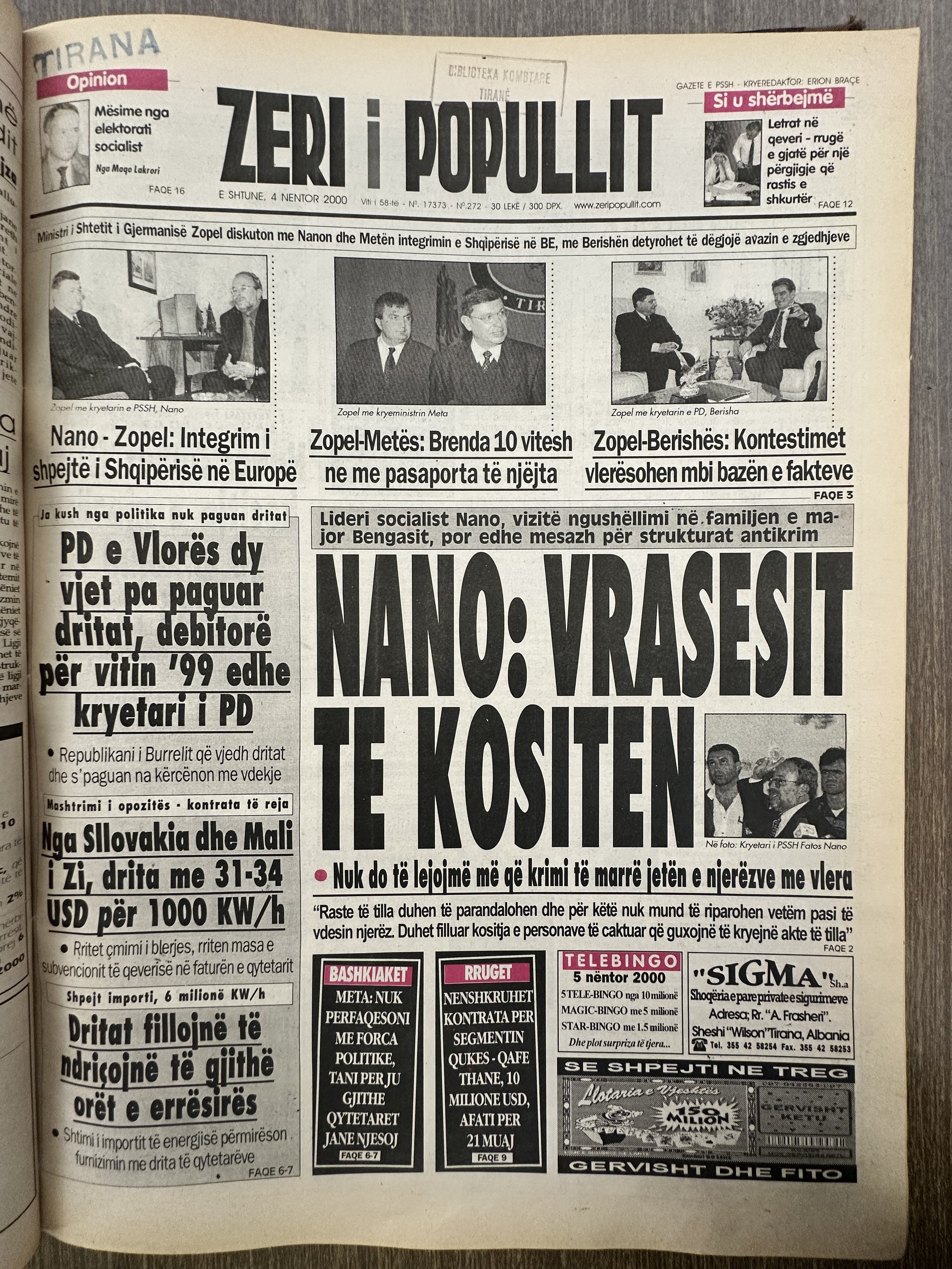 Zëri i Popullit 2000-11-04