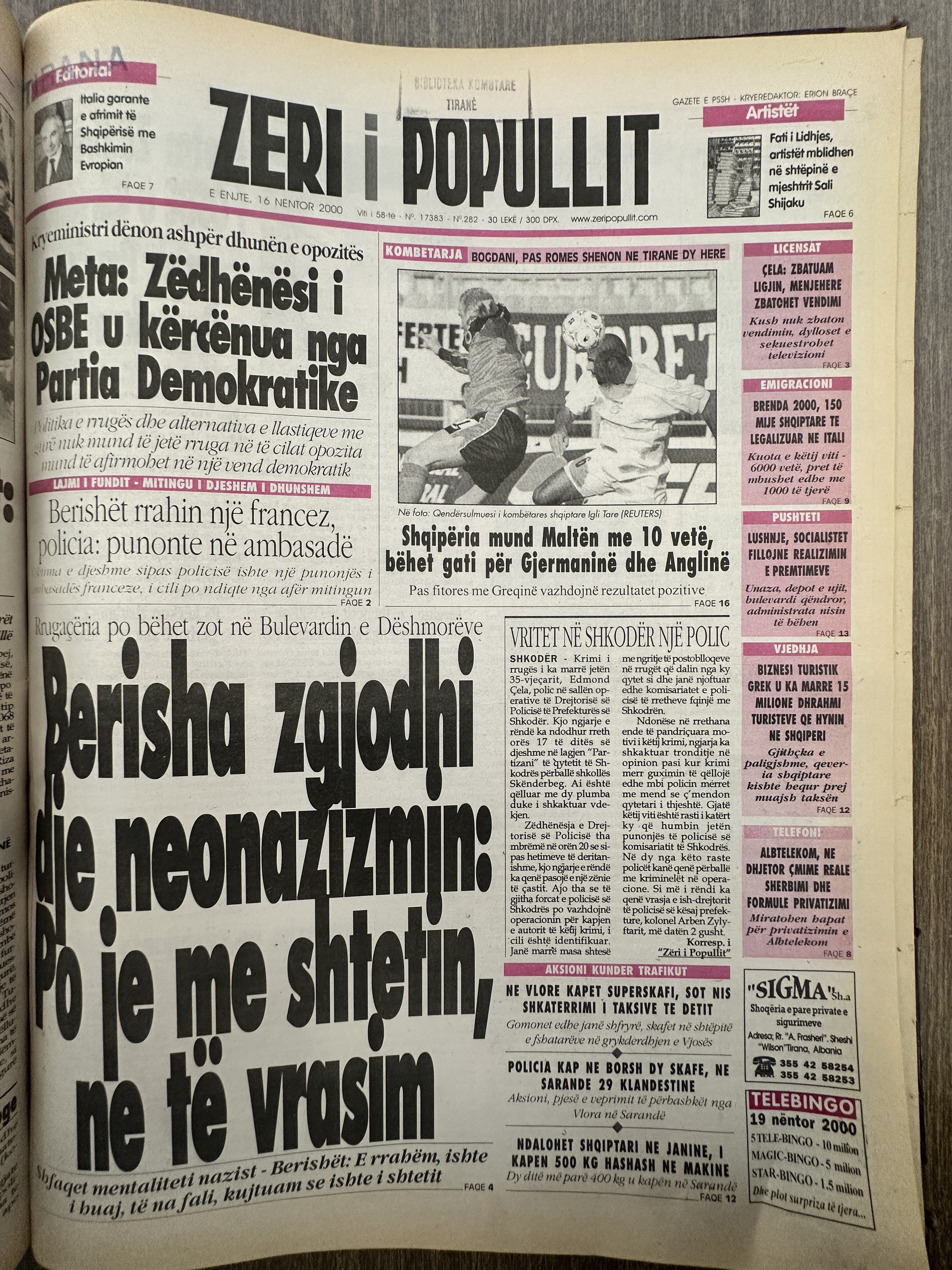 Zëri i Popullit 2000-11-16
