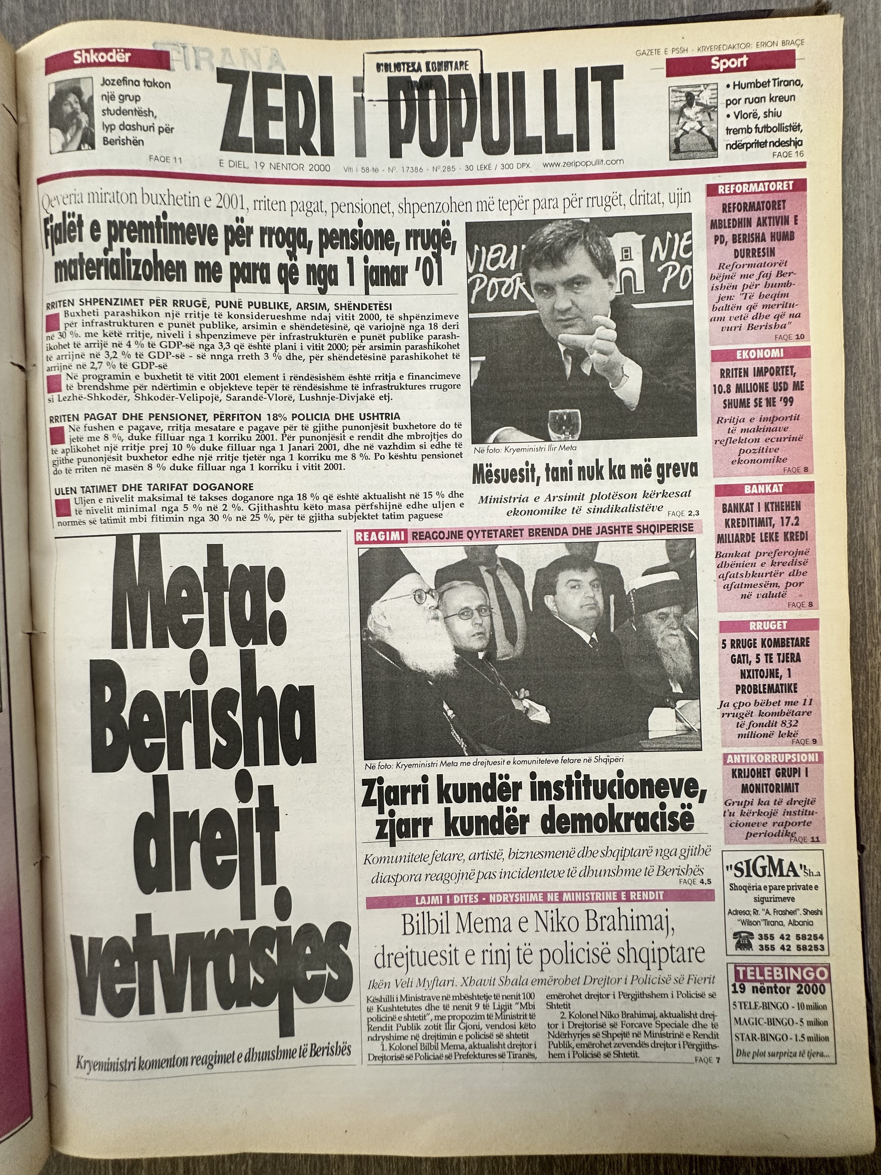 Zëri i Popullit 2000-11-19