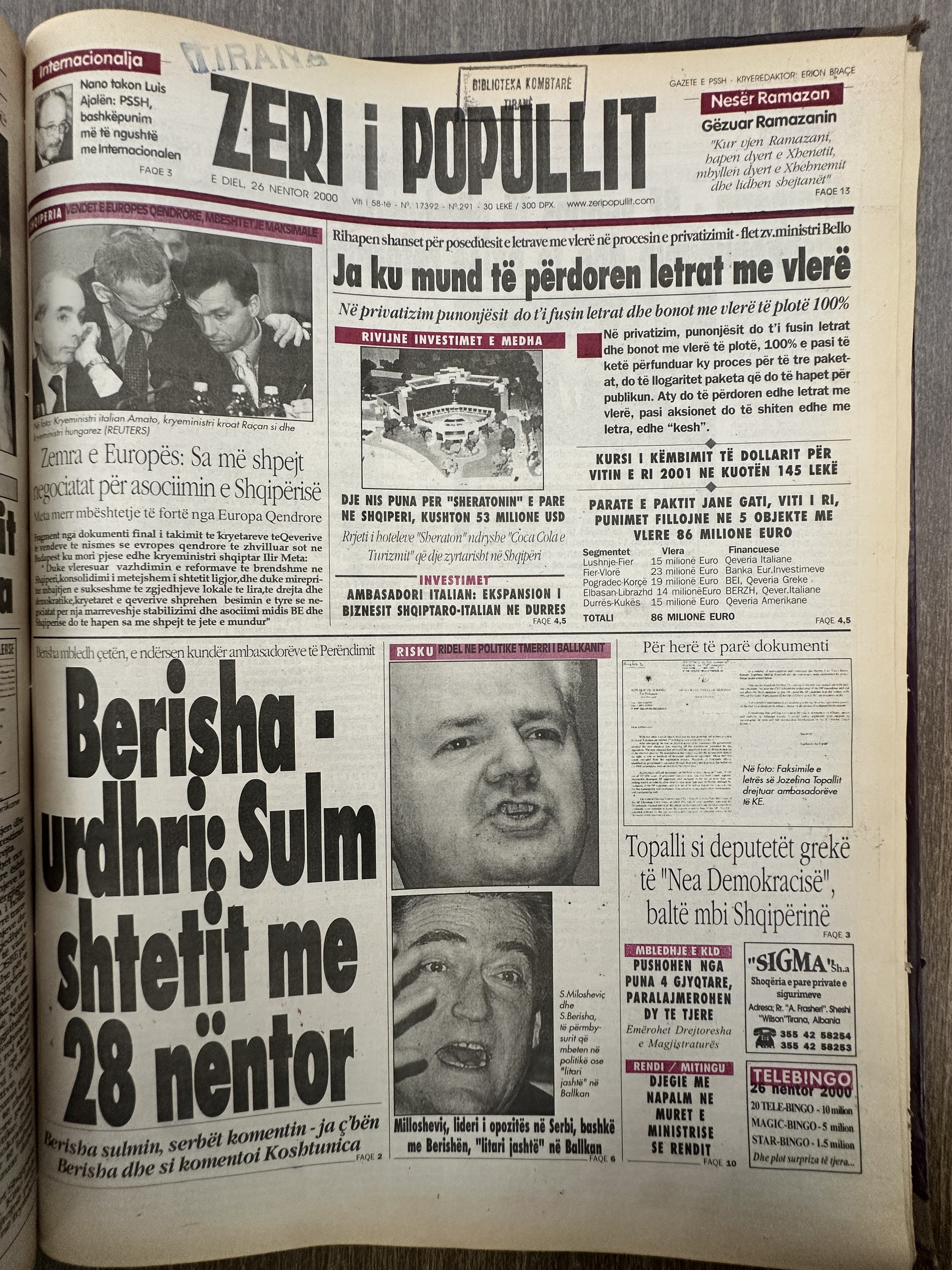 Zëri i Popullit 2000-11-26
