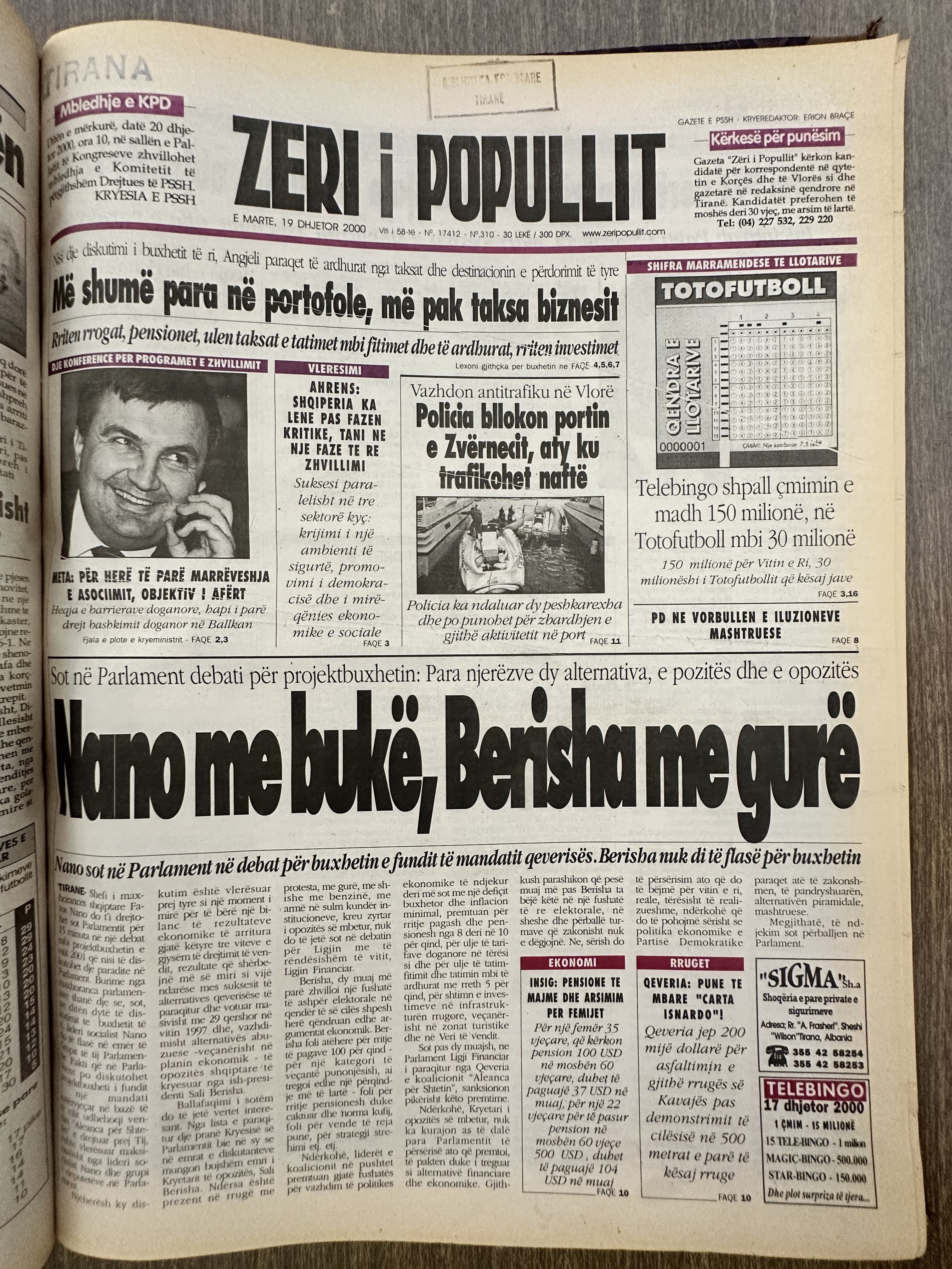 Zëri i Popullit 2000-12-19