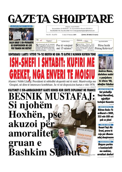 Gazeta Shqiptare 2009-11-15