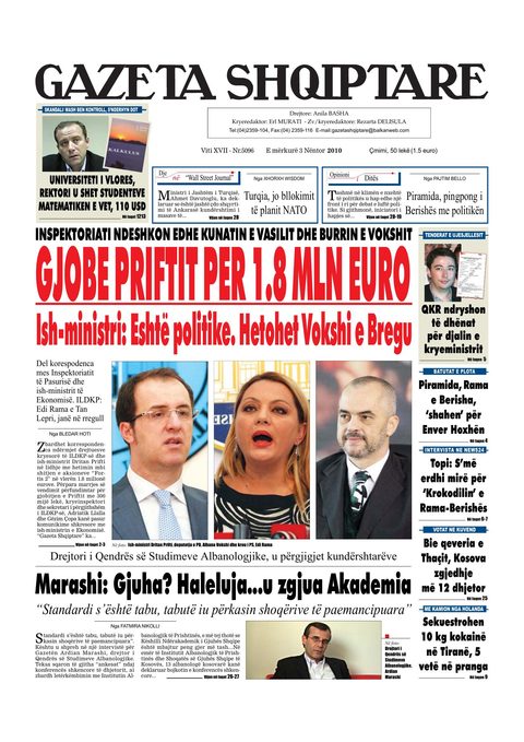 Gazeta Shqiptare 2010-11-03