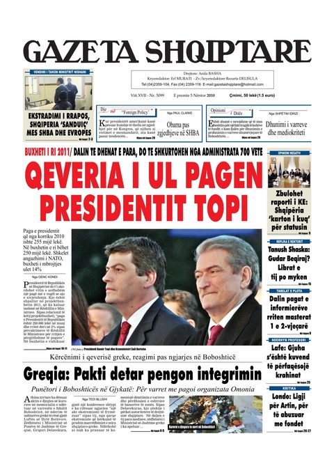Gazeta Shqiptare 2010-11-05
