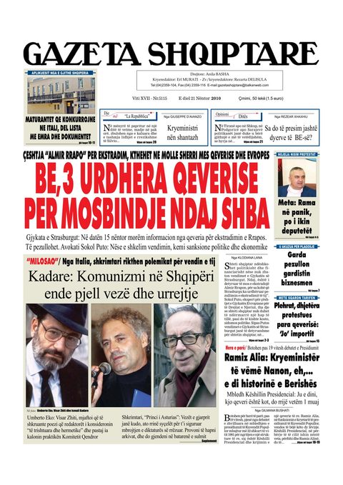 Gazeta Shqiptare 2010-11-21