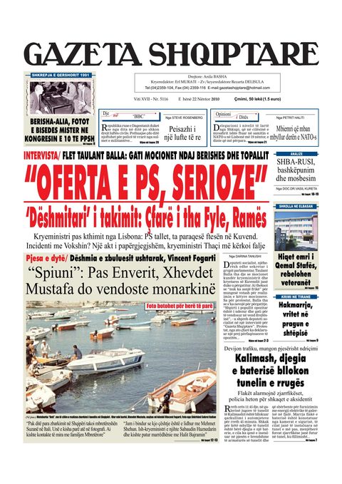 Gazeta Shqiptare 2010-11-22
