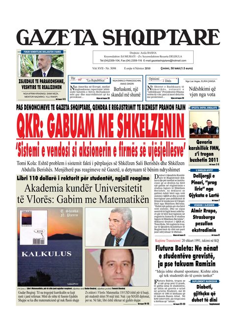 Gazeta Shqiptare 2010-11-04