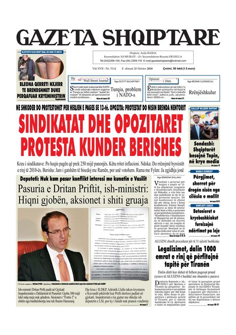 Gazeta Shqiptare 2010-11-20