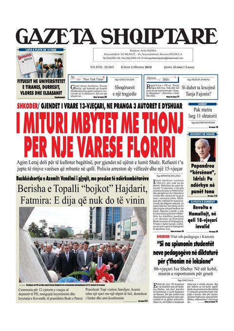 Gazeta Shqiptare 2010-09-13