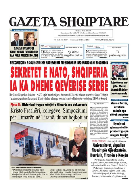 Gazeta Shqiptare 2010-09-15