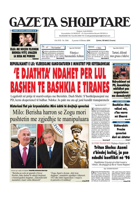 Gazeta Shqiptare 2010-09-10