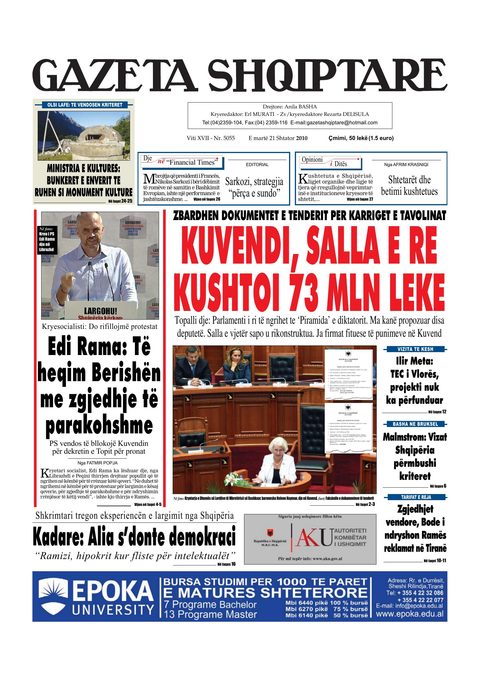 Gazeta Shqiptare 2010-09-21