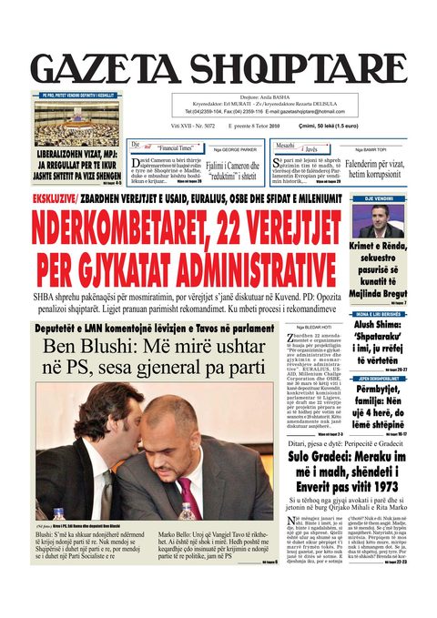 Gazeta Shqiptare 2010-10-08
