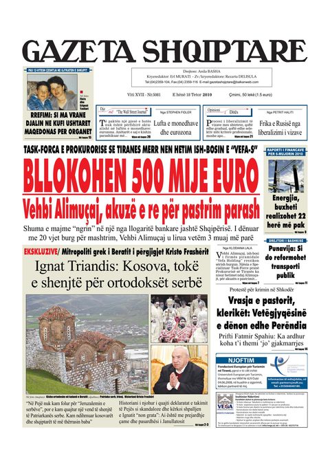 Gazeta Shqiptare 2010-10-18