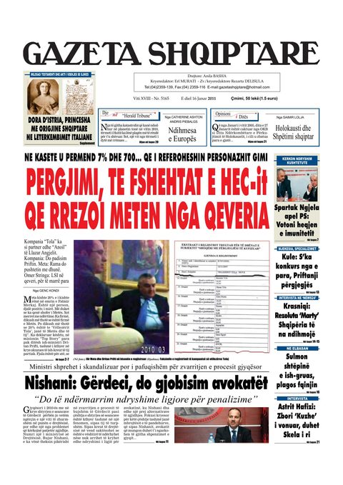 Gazeta Shqiptare 2011-01-16
