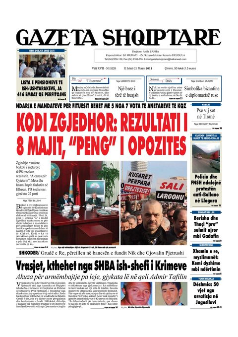 Gazeta Shqiptare 2011-03-21