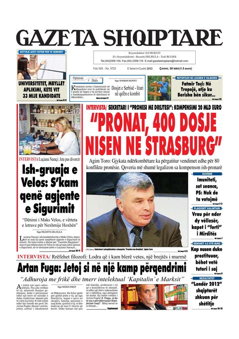 Gazeta Shqiptare 2012-08-06