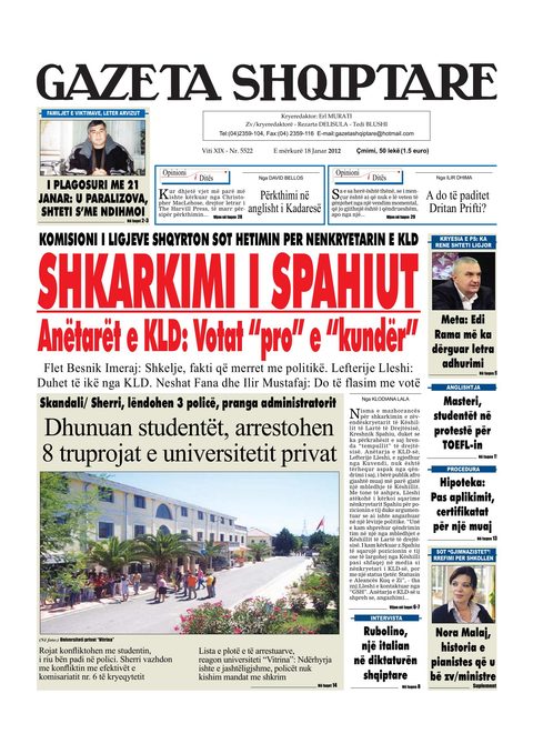 Gazeta Shqiptare 2012-01-18