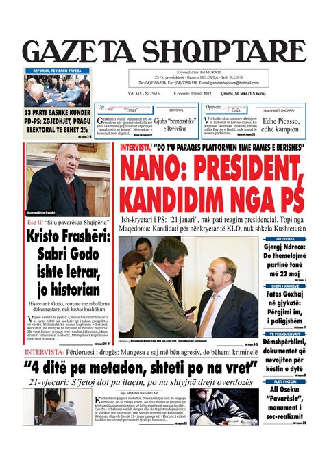 Gazeta Shqiptare 2012-04-20