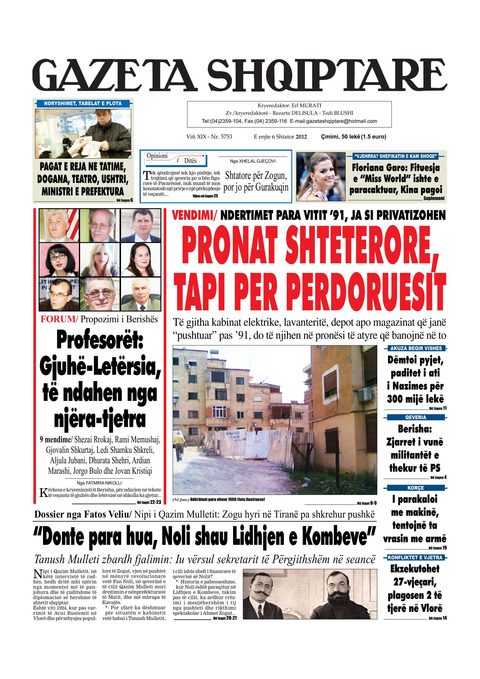 Gazeta Shqiptare 2012-09-06